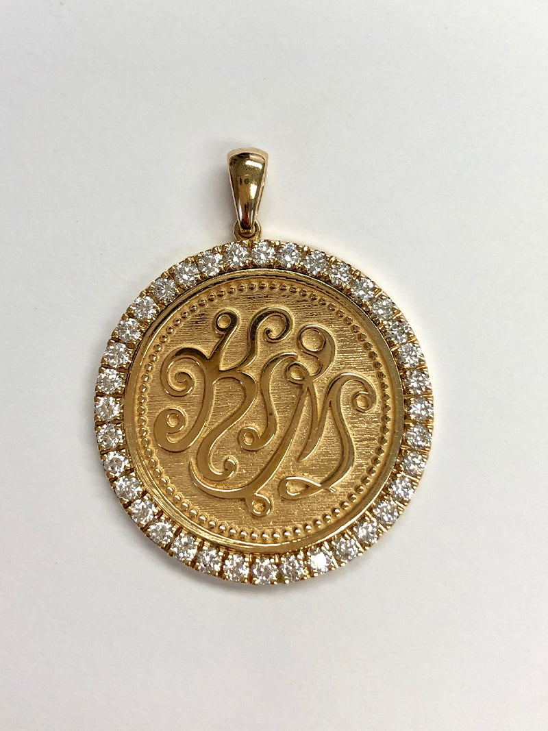 Diamond Monogram Medallion Necklace
