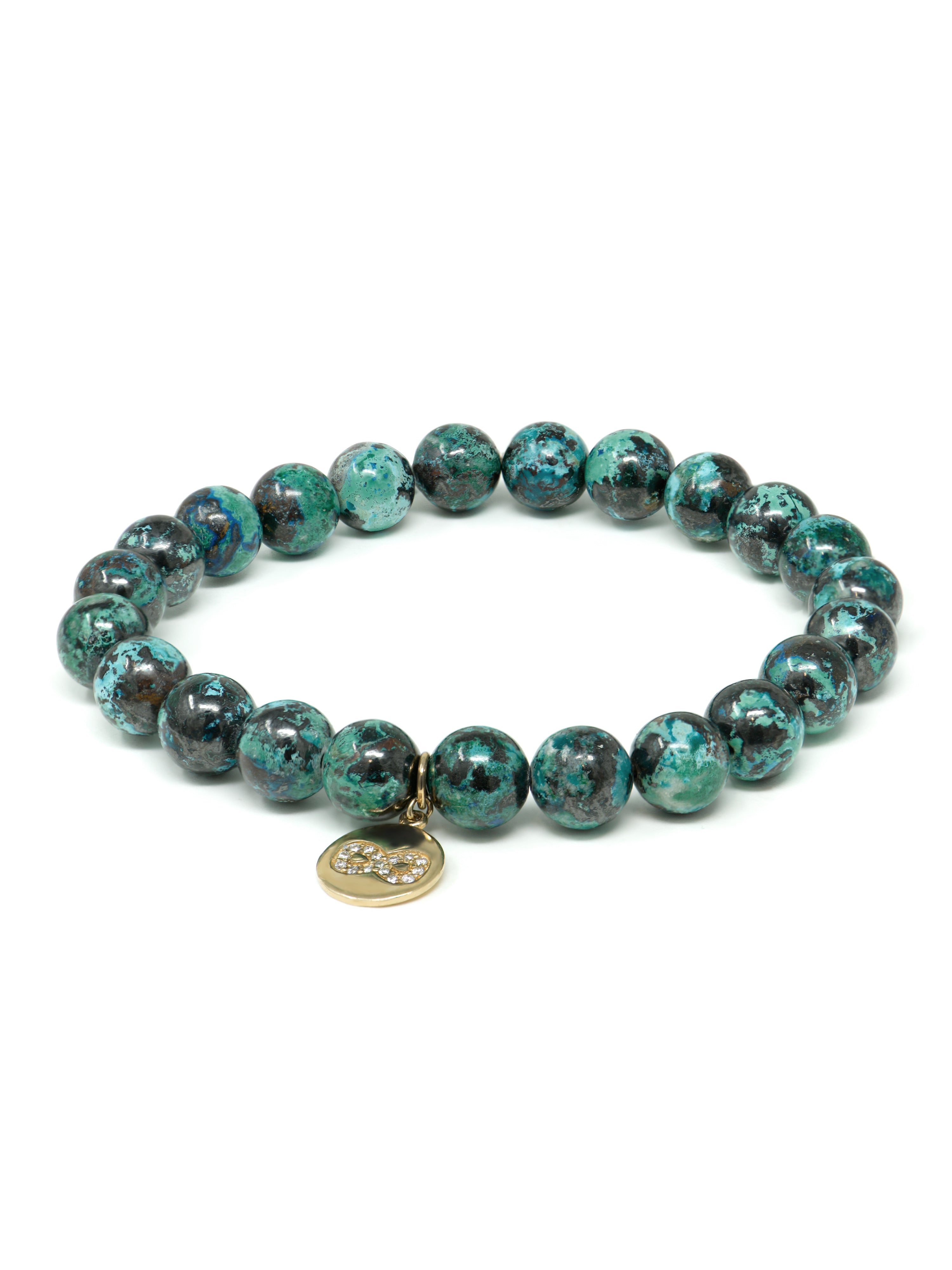 Bohème Gold Charm Chrysocolla Bracelet