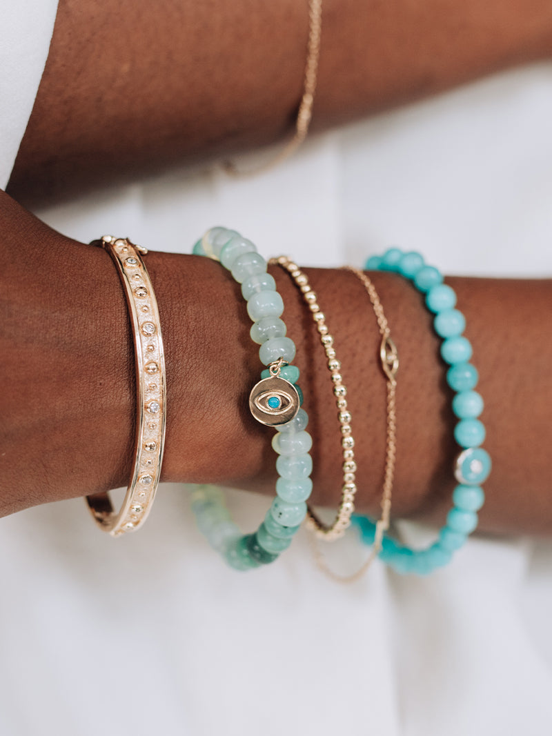 Bohème Evil Eye Charm Chrysoprase Bracelet