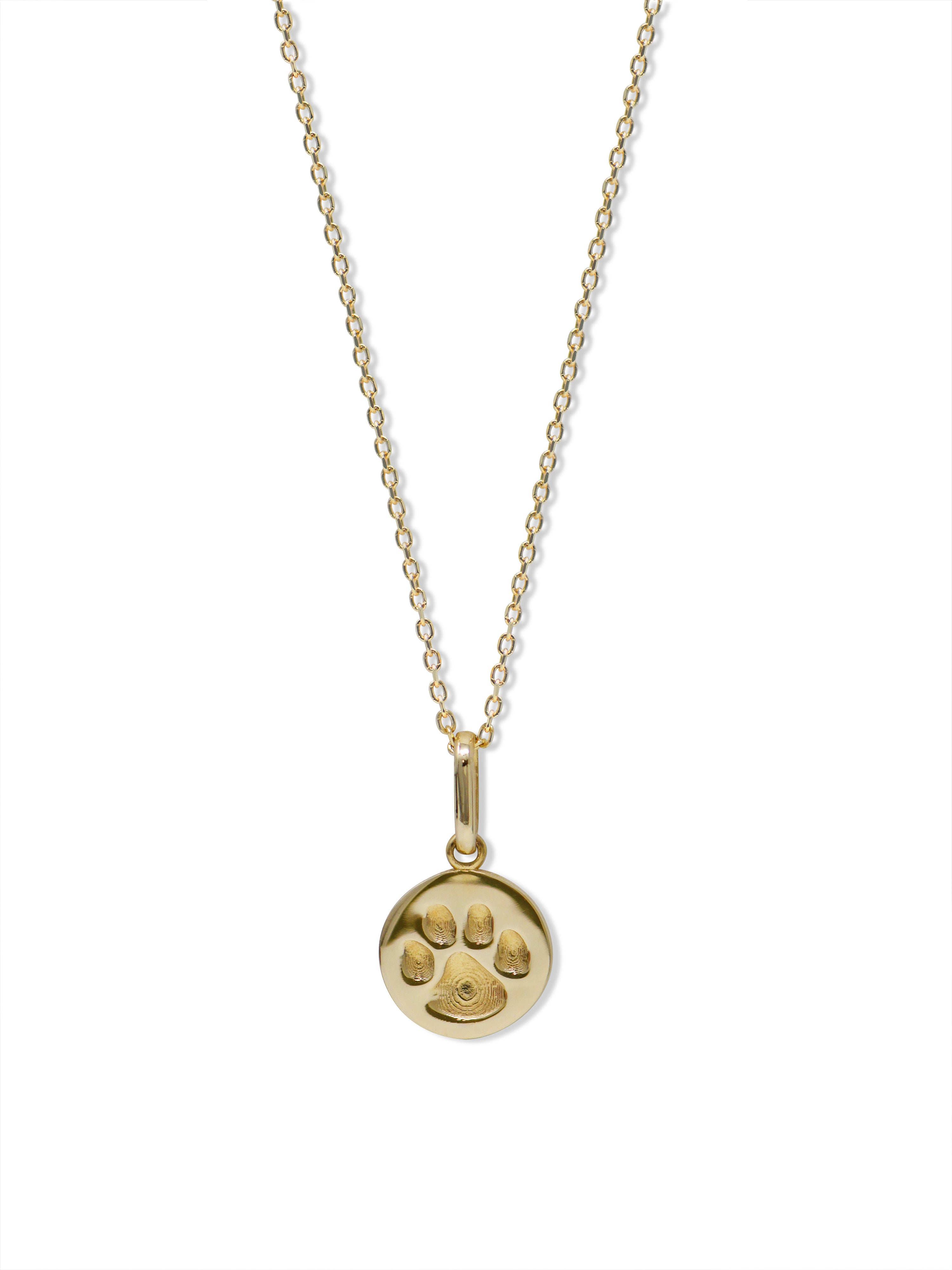 Disk Gold Paw Pendant Necklace