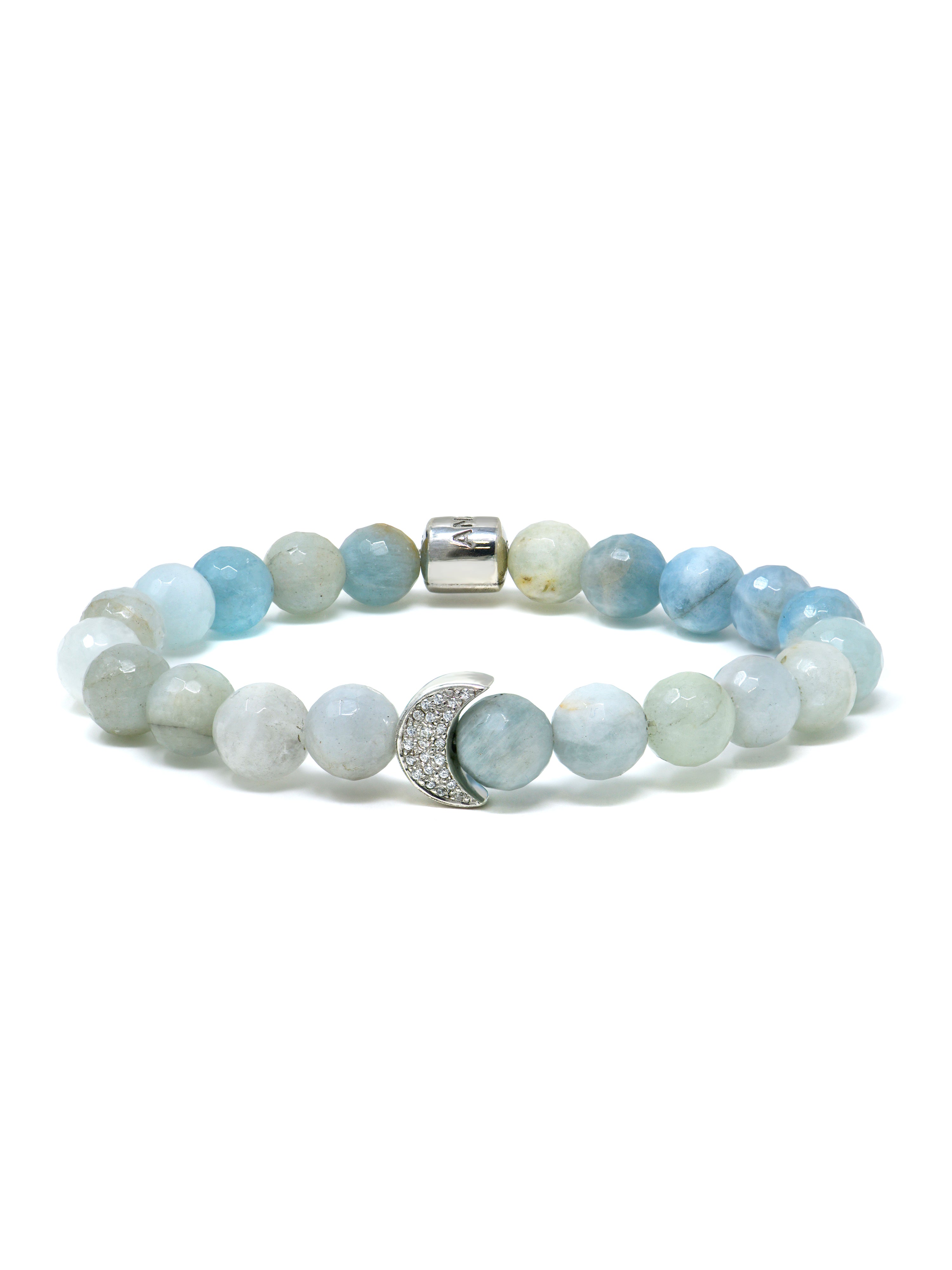 Bohème Faceted Aquamarine Crescent Moon Bracelet
