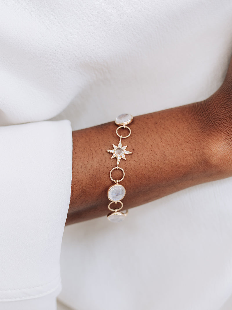 Aztec Moonstone and Starburst Link Bracelet