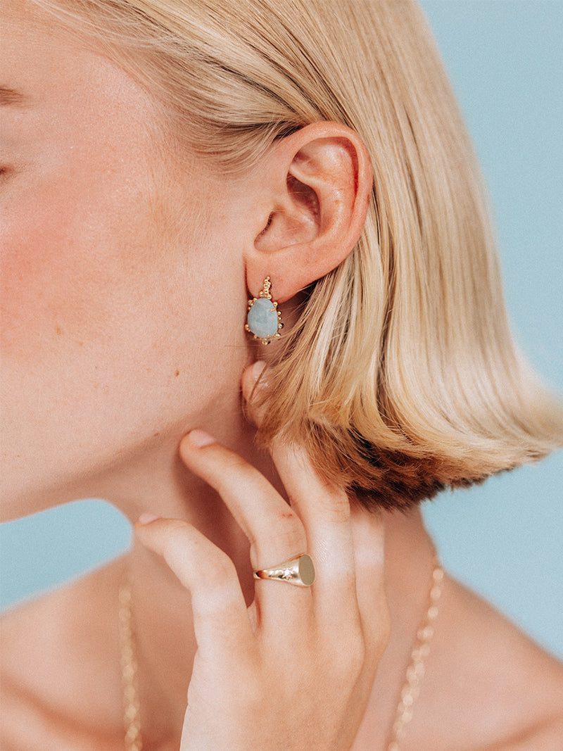 Dew Drop Marine Mini Slice Earrings