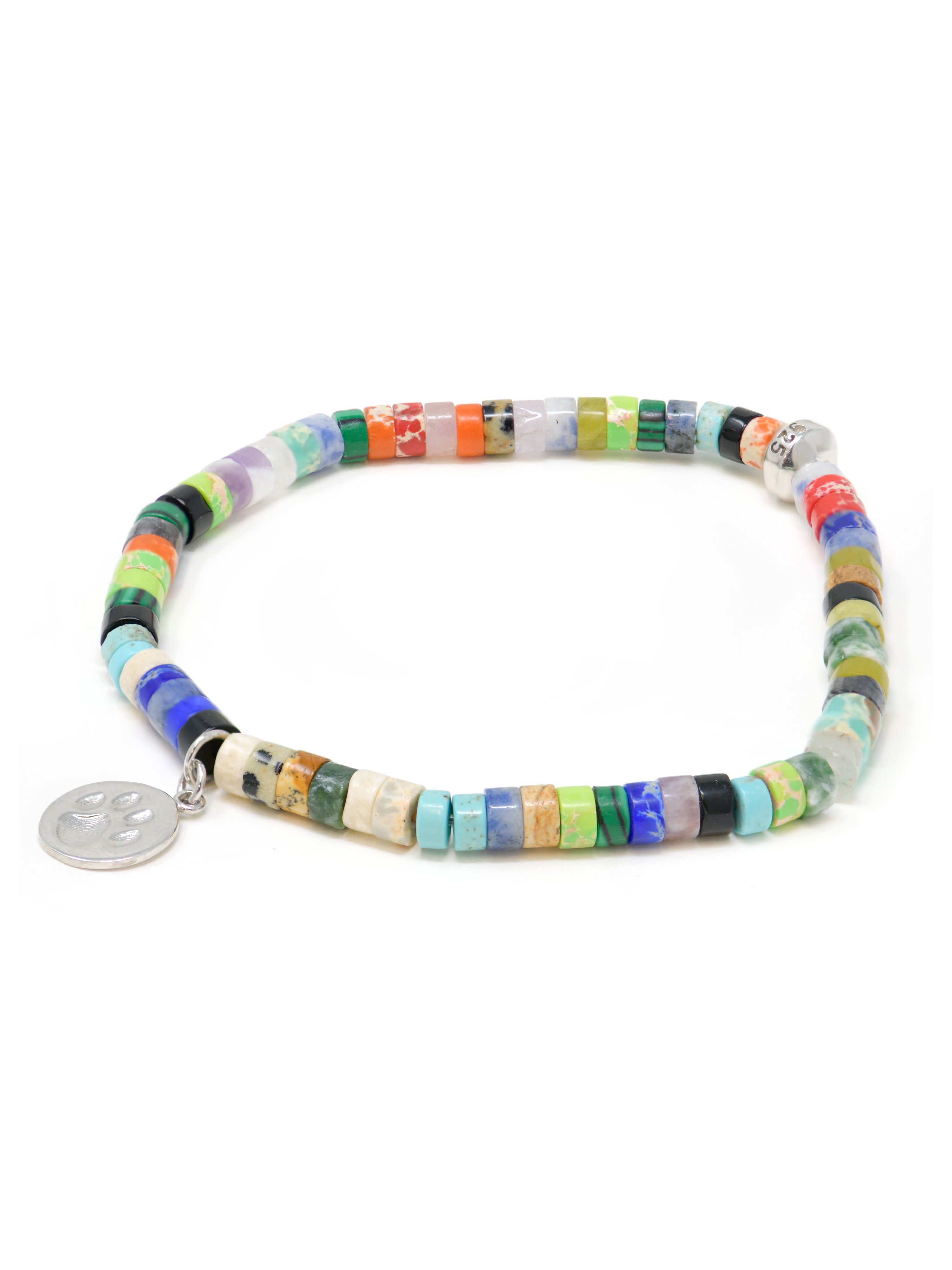 Bohème Multicolor Heishi Paw Charm Bracelet