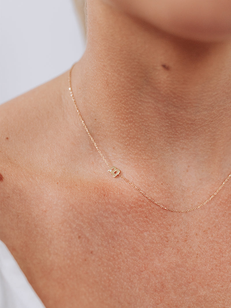 Love Letter Single Diamond Initial Necklace
