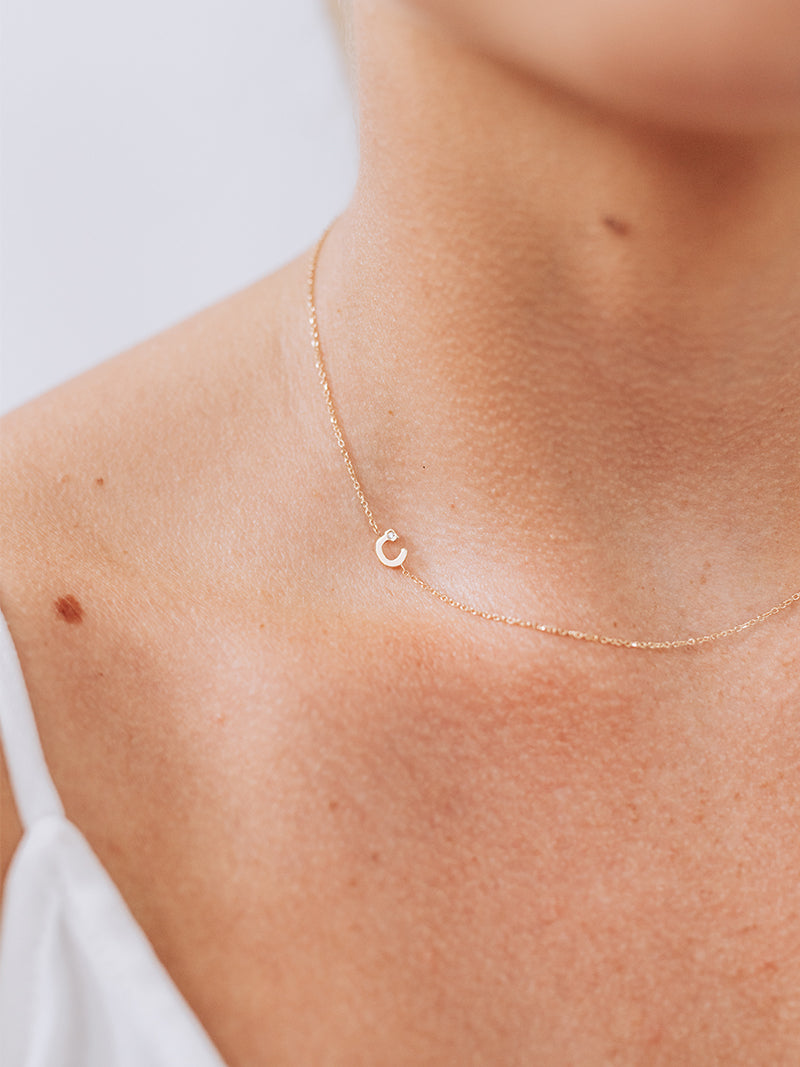 Love Letter Single Diamond Initial Necklace
