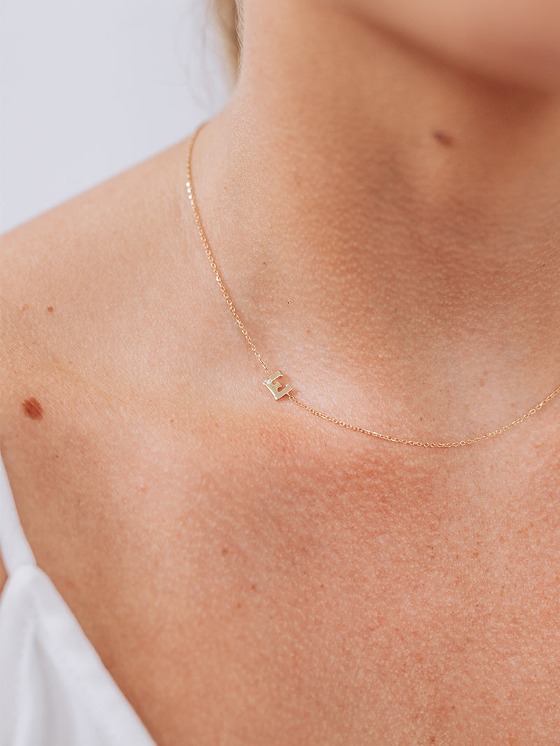 Love Letter Single Diamond Initial Necklace