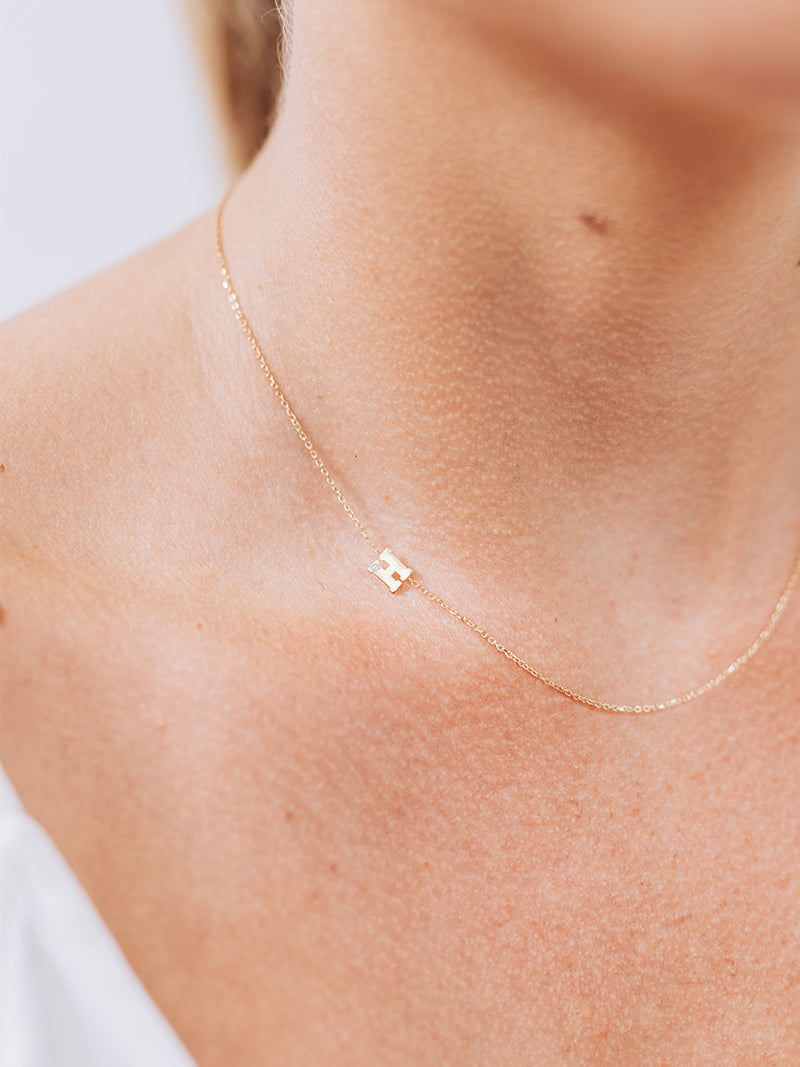 Love Letter Single Diamond Initial Necklace
