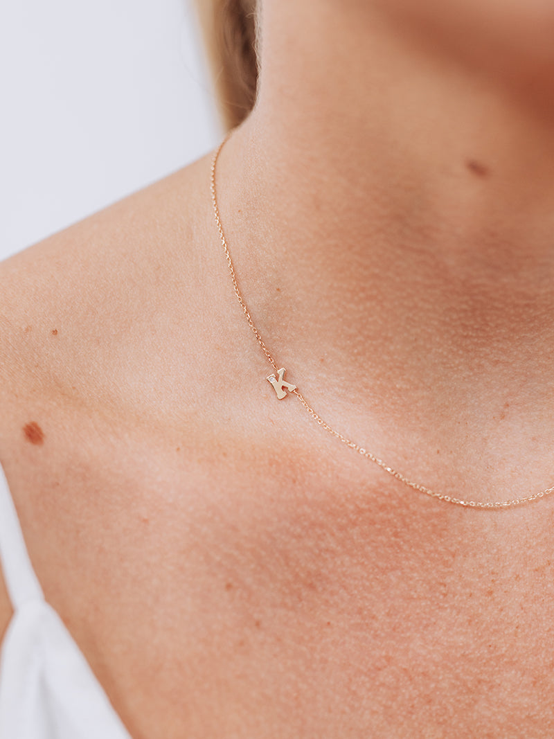 Love Letter Single Diamond Initial Necklace