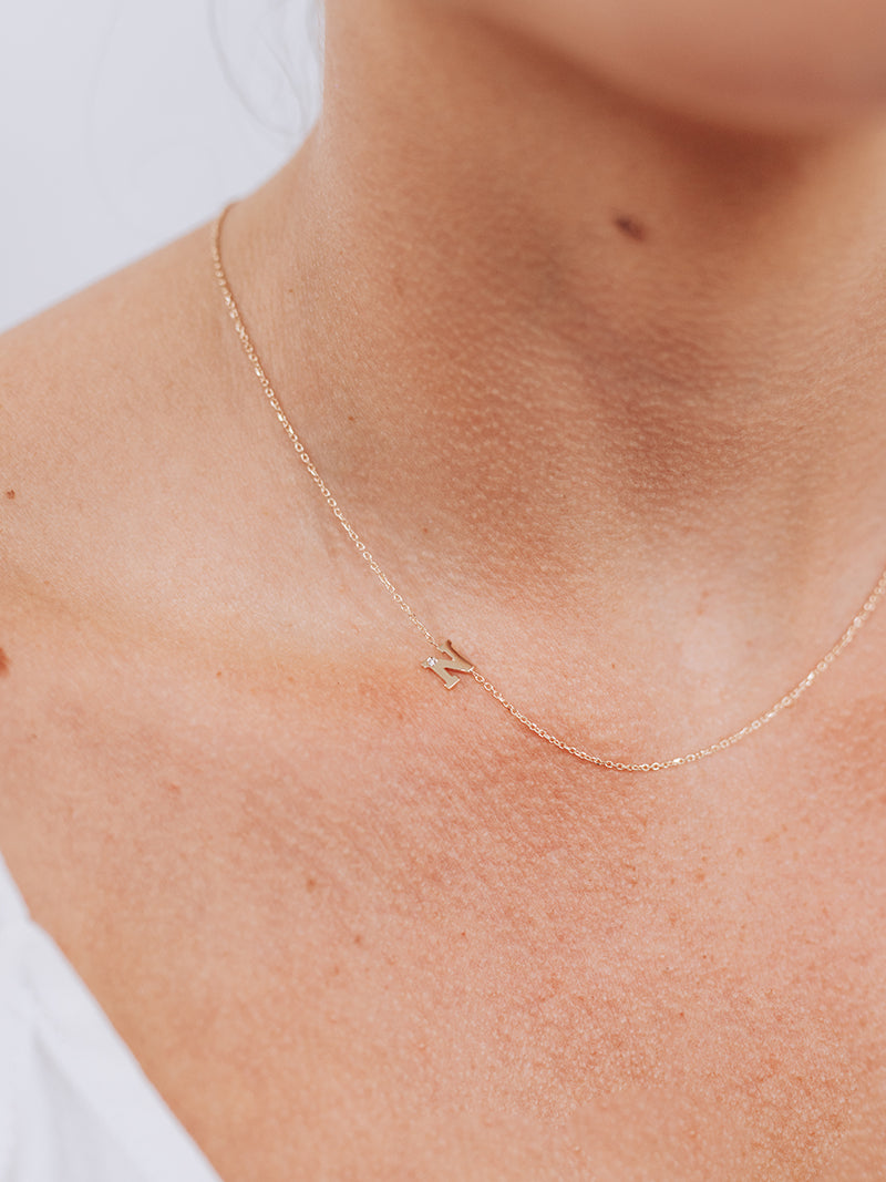 Love Letter Single Diamond Initial Necklace