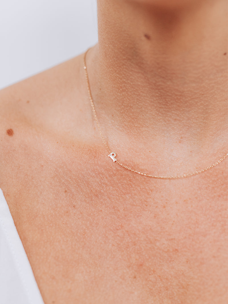 Love Letter Single Diamond Initial Necklace
