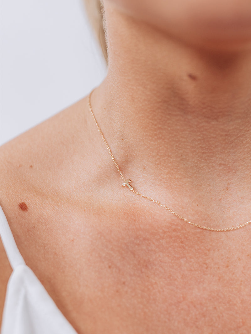 Love Letter Single Diamond Initial Necklace