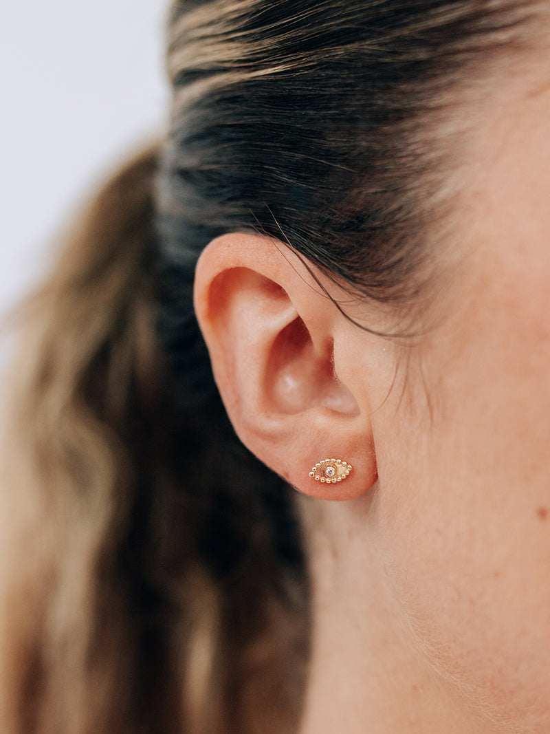 Dew Drop Evil Eye Single Stud