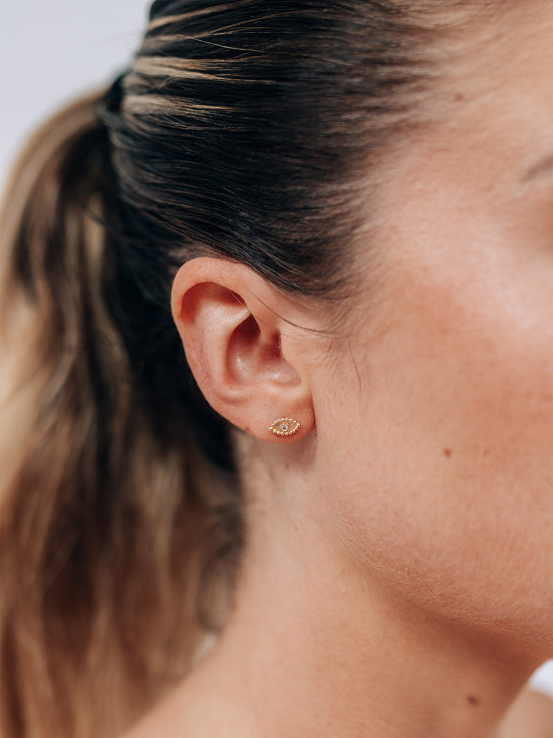 Dew Drop Evil Eye Single Stud
