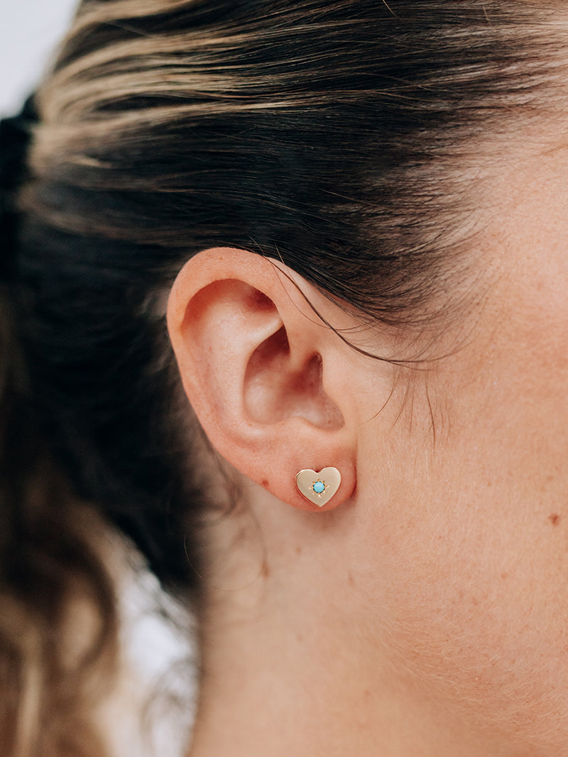 Clous d’Oreilles Cœur Turquoise Love Letter