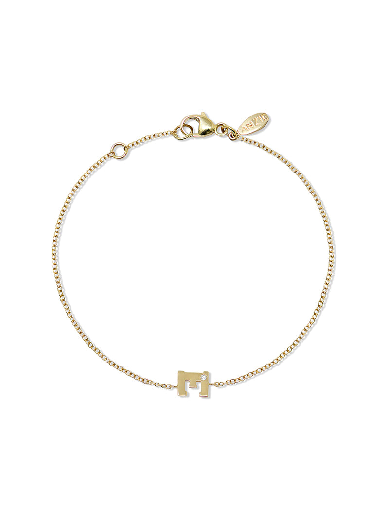 Love Letter Single Diamond Initial Bracelet