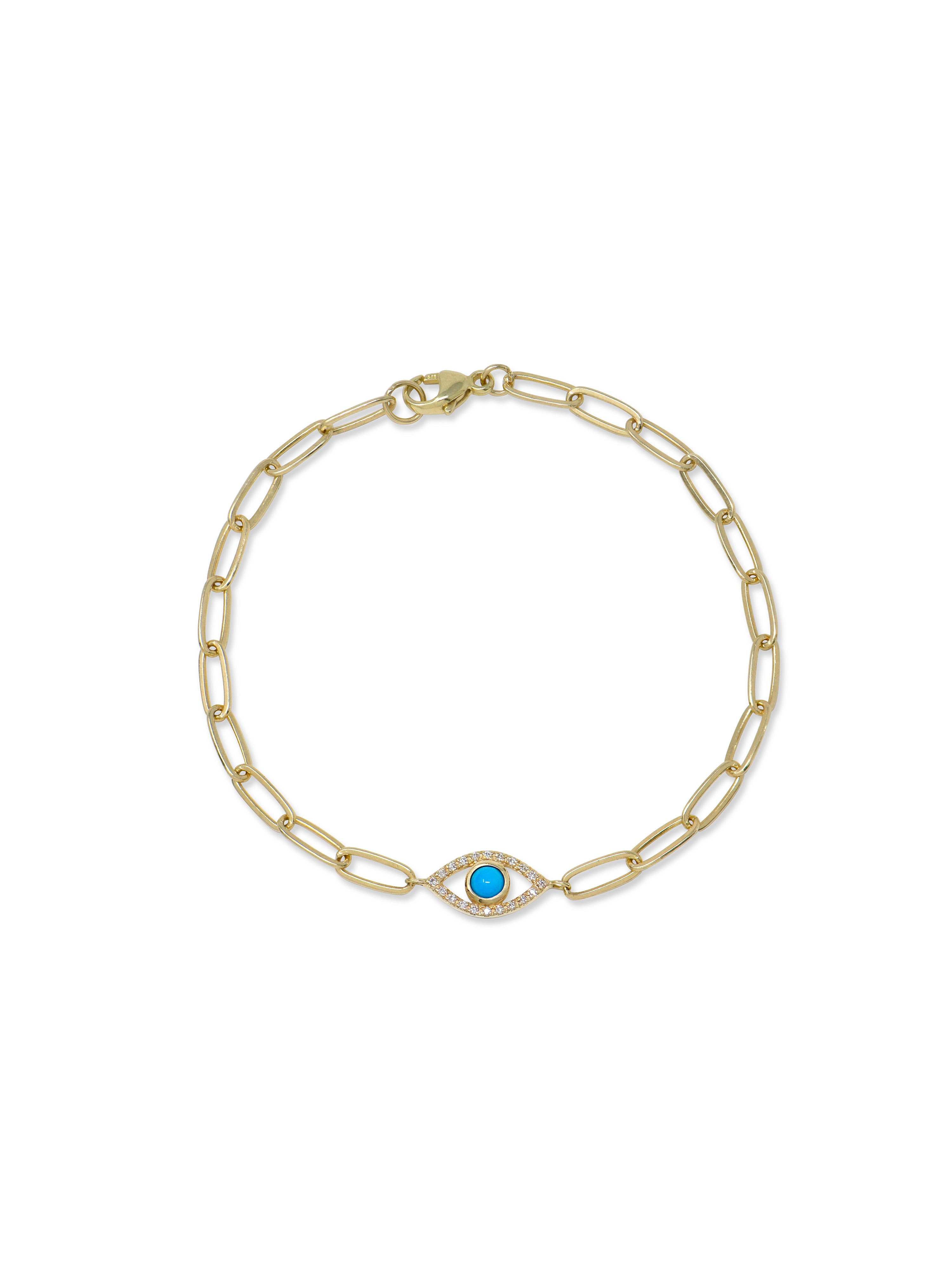 Classique Pavé Evil Eye Paperclip Bracelet