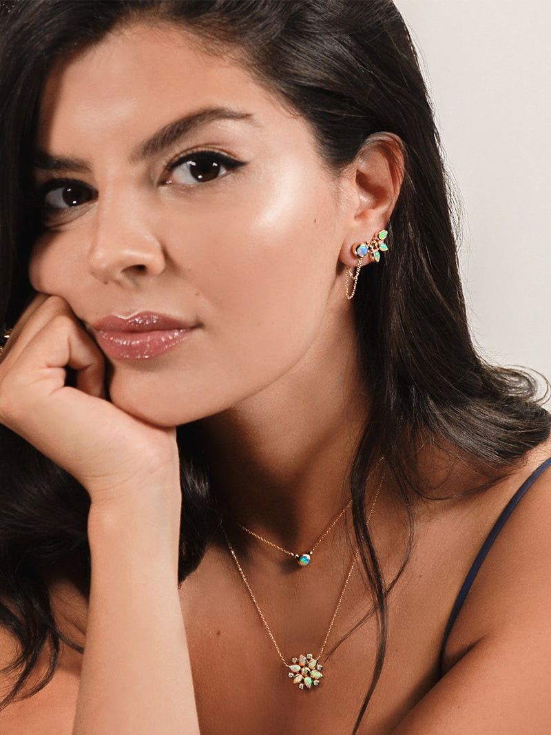 Bouquet Opal and Diamond Flower Power Necklace