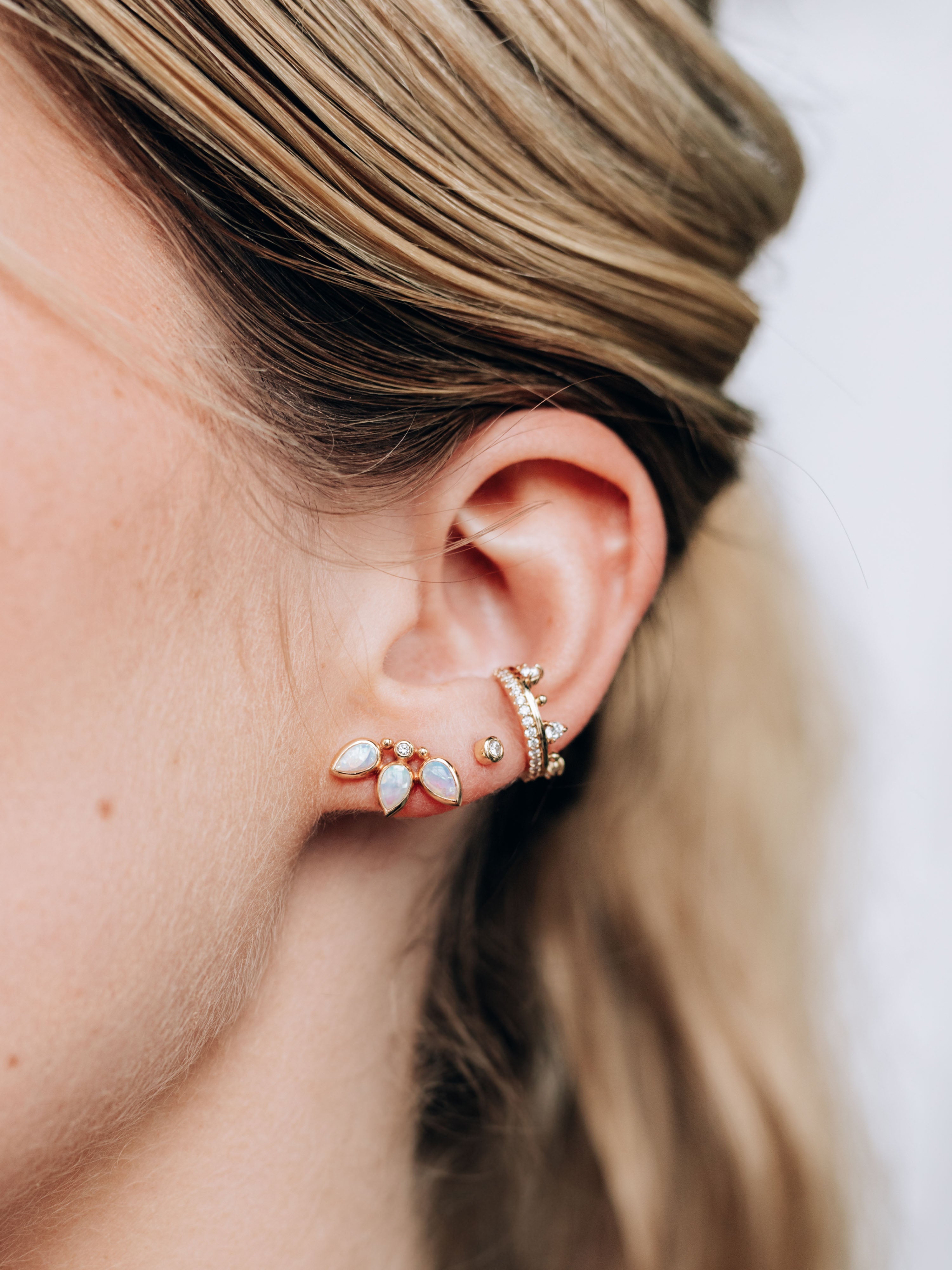 Boucles d'Oreilles Bezel Bouquet Éventail