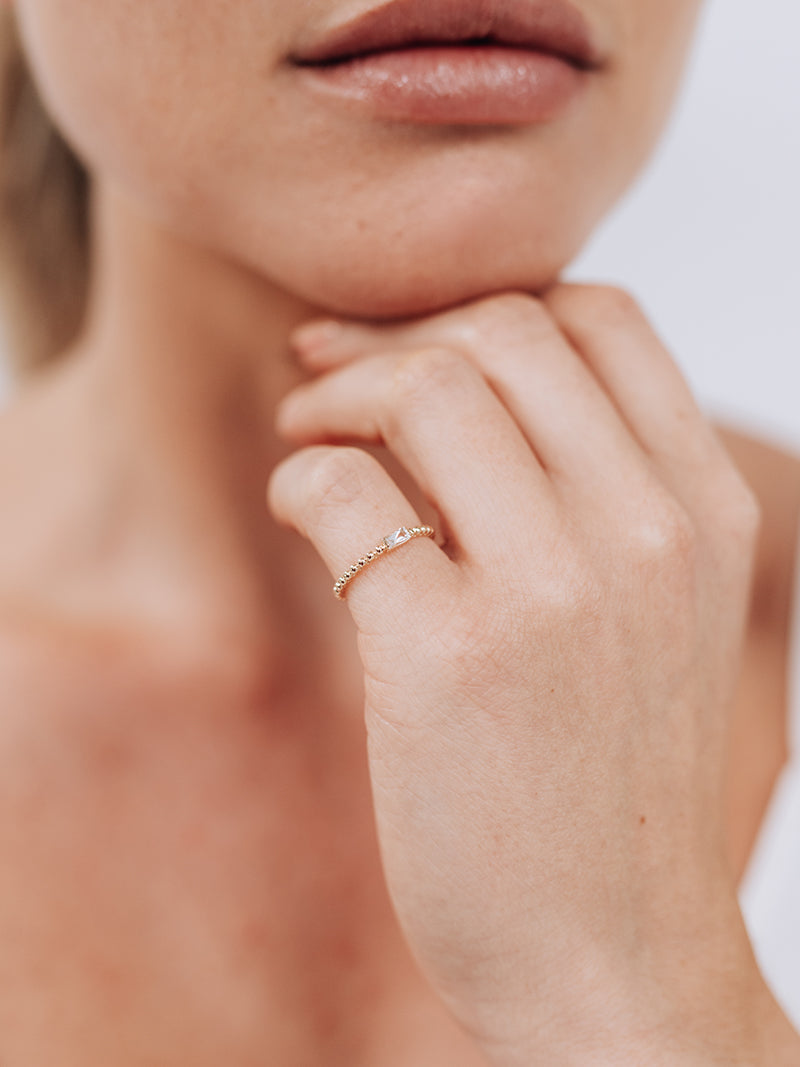 Dew Drop Baguette Stackable Ring