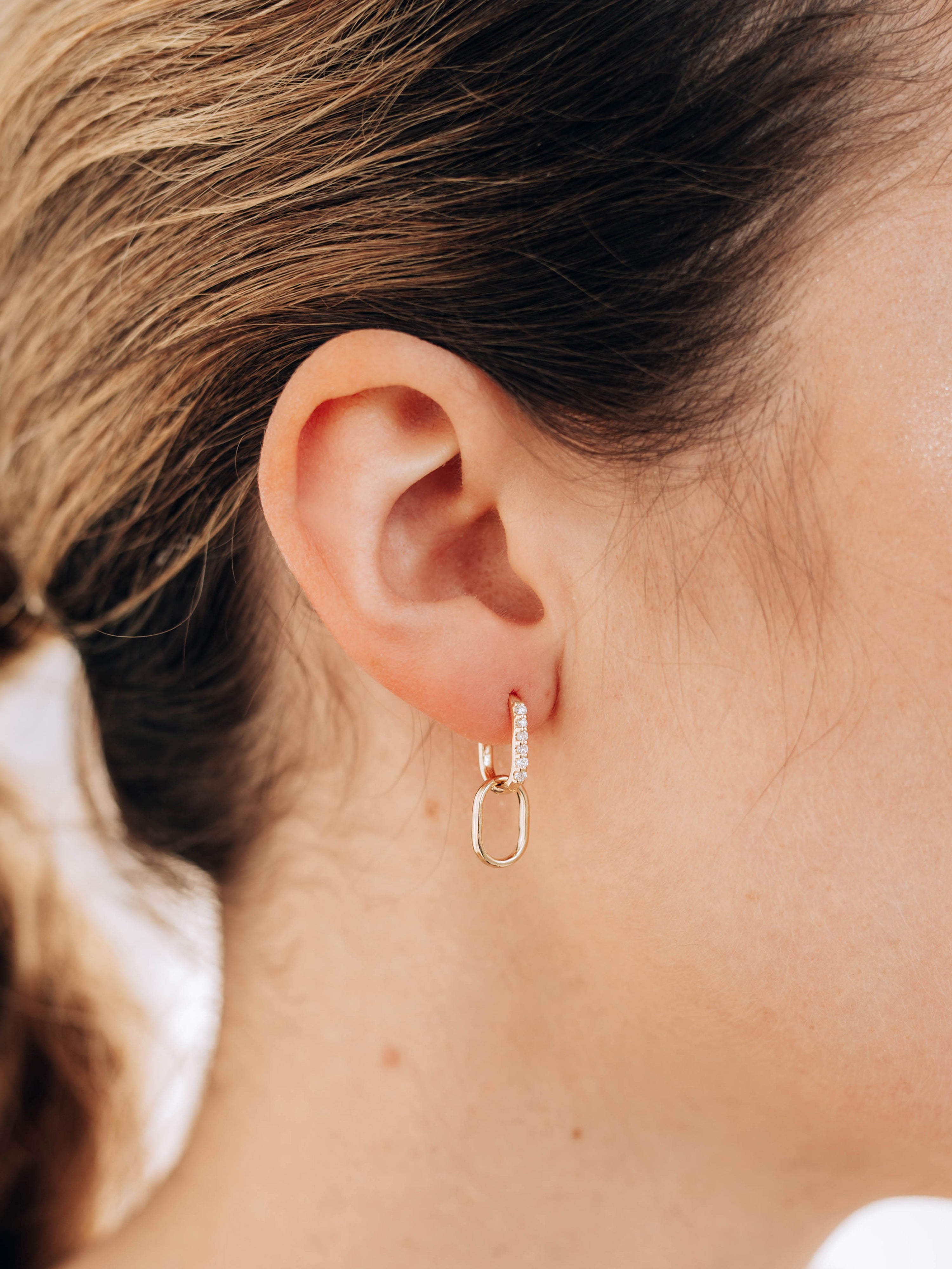 Créoles Doubles en Trombone Pavée de Diamants Classique