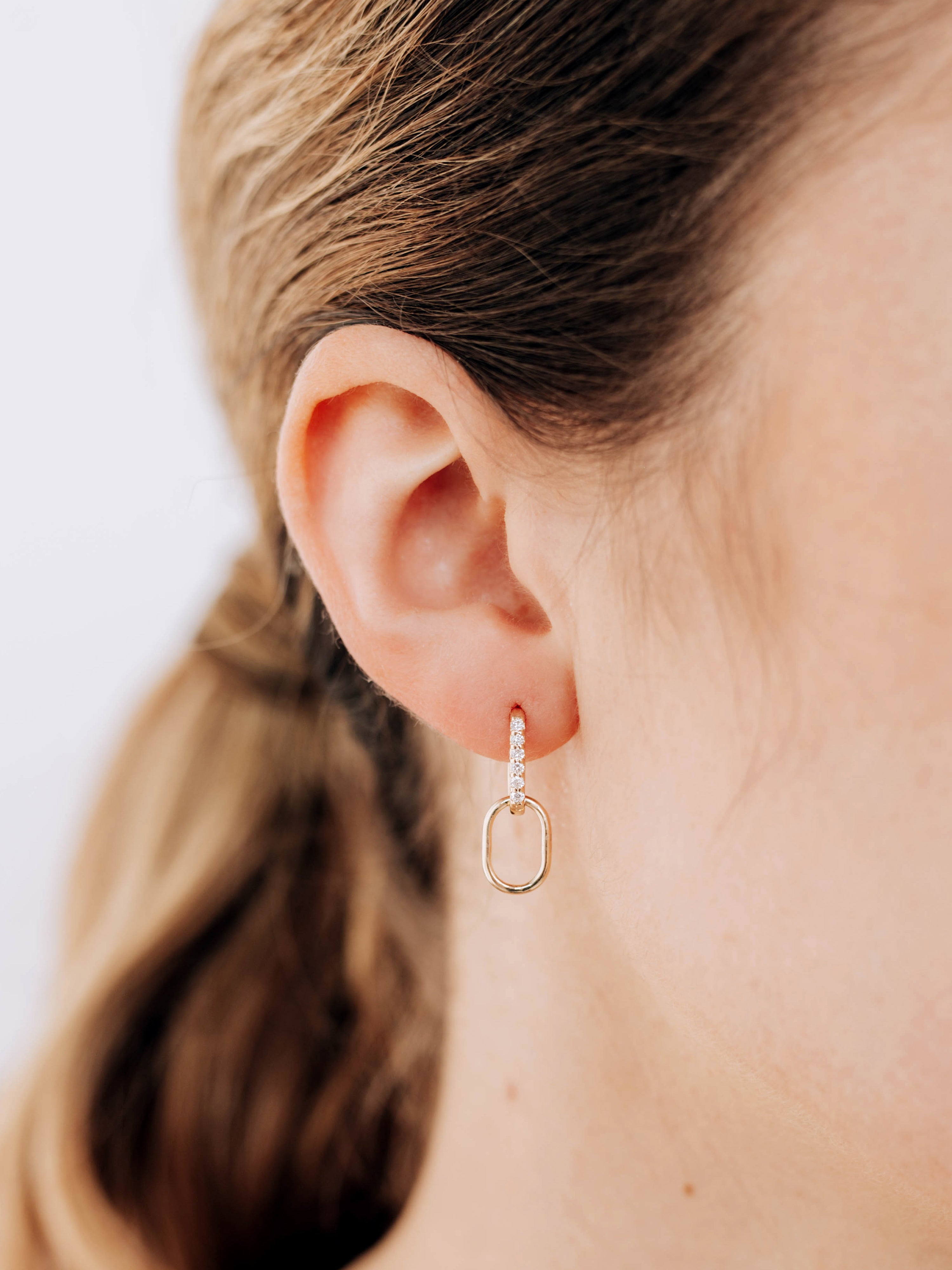 Créoles Doubles en Trombone Pavée de Diamants Classique