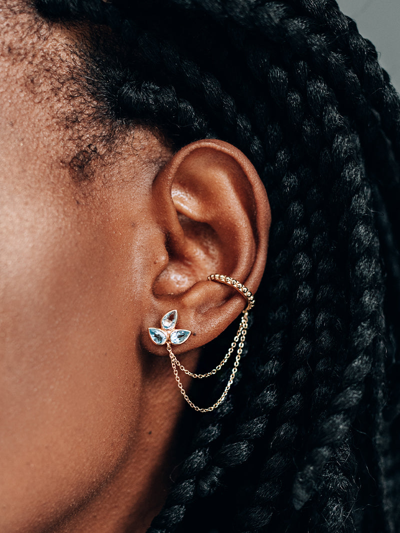 Bouquet Fleur de Lys Boucle d'Oreille avec Chaîne