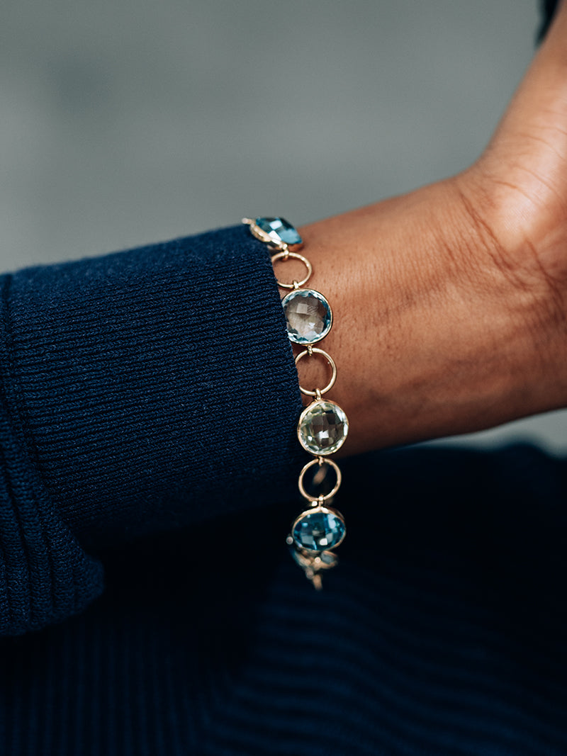 Classique Gemstone Bezel Link Bracelet