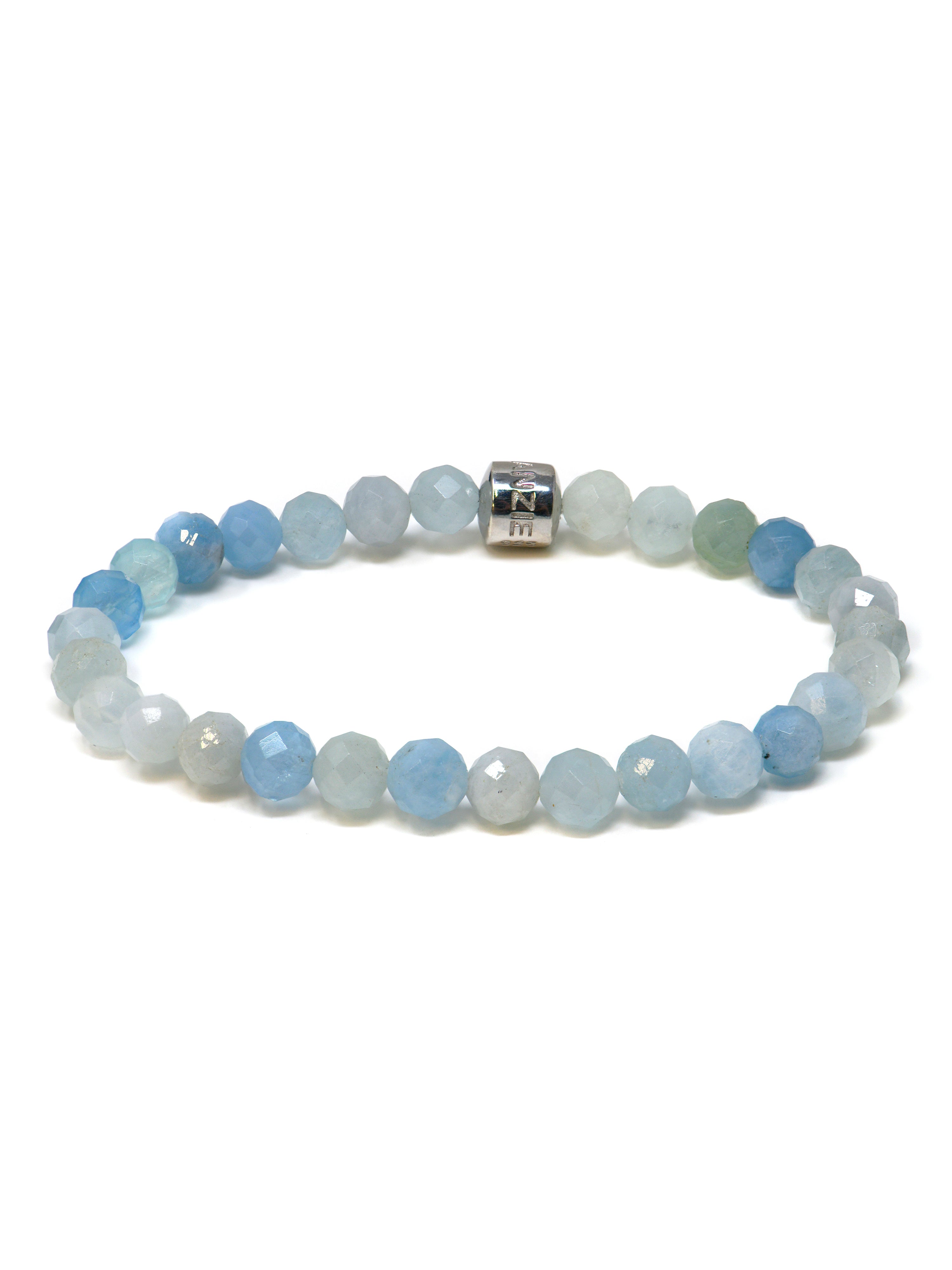 Bracelet Bohème Aigue-Marine à Facettes