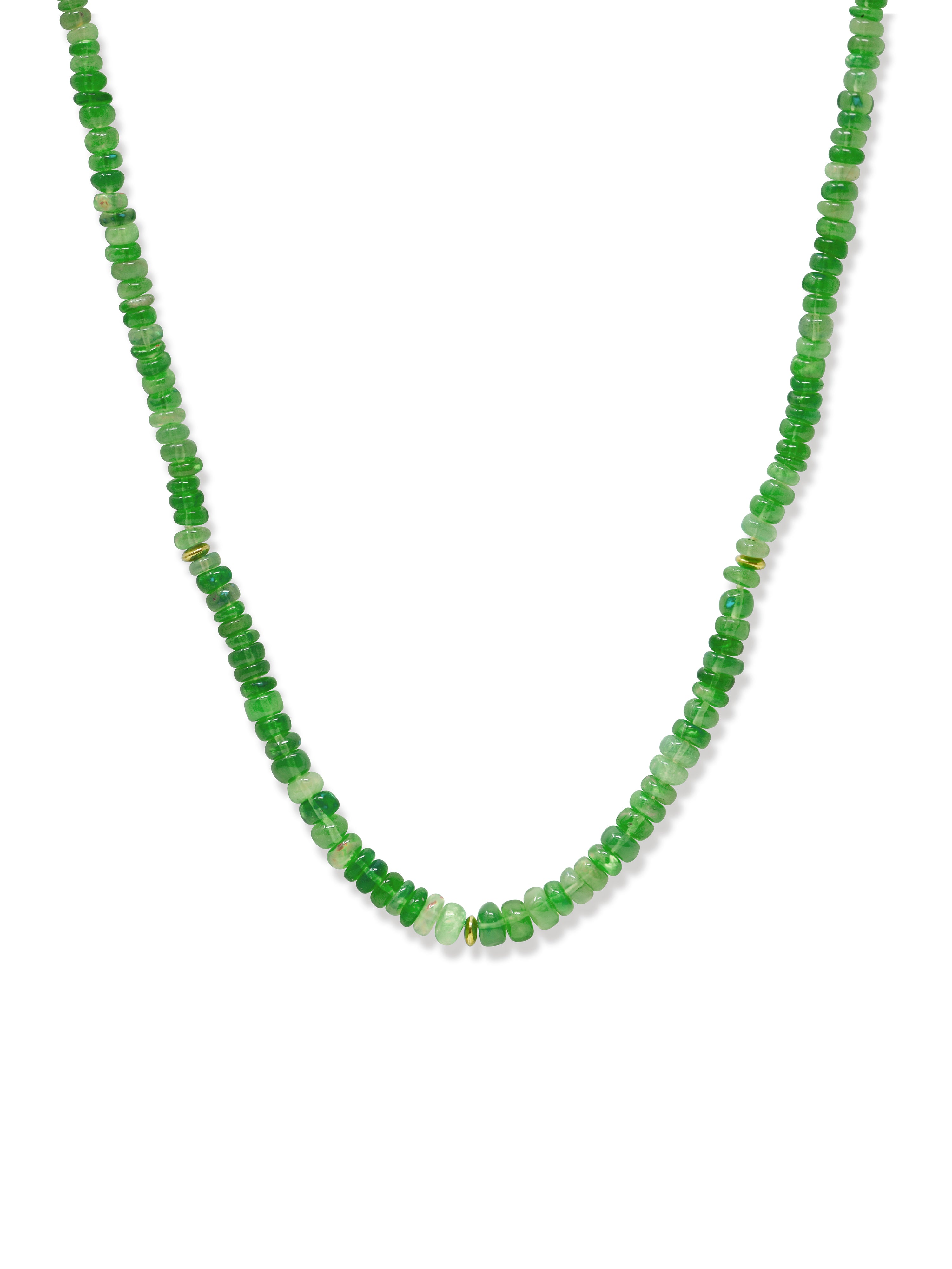 Bohème Smooth Green Opal Rondelle Necklace