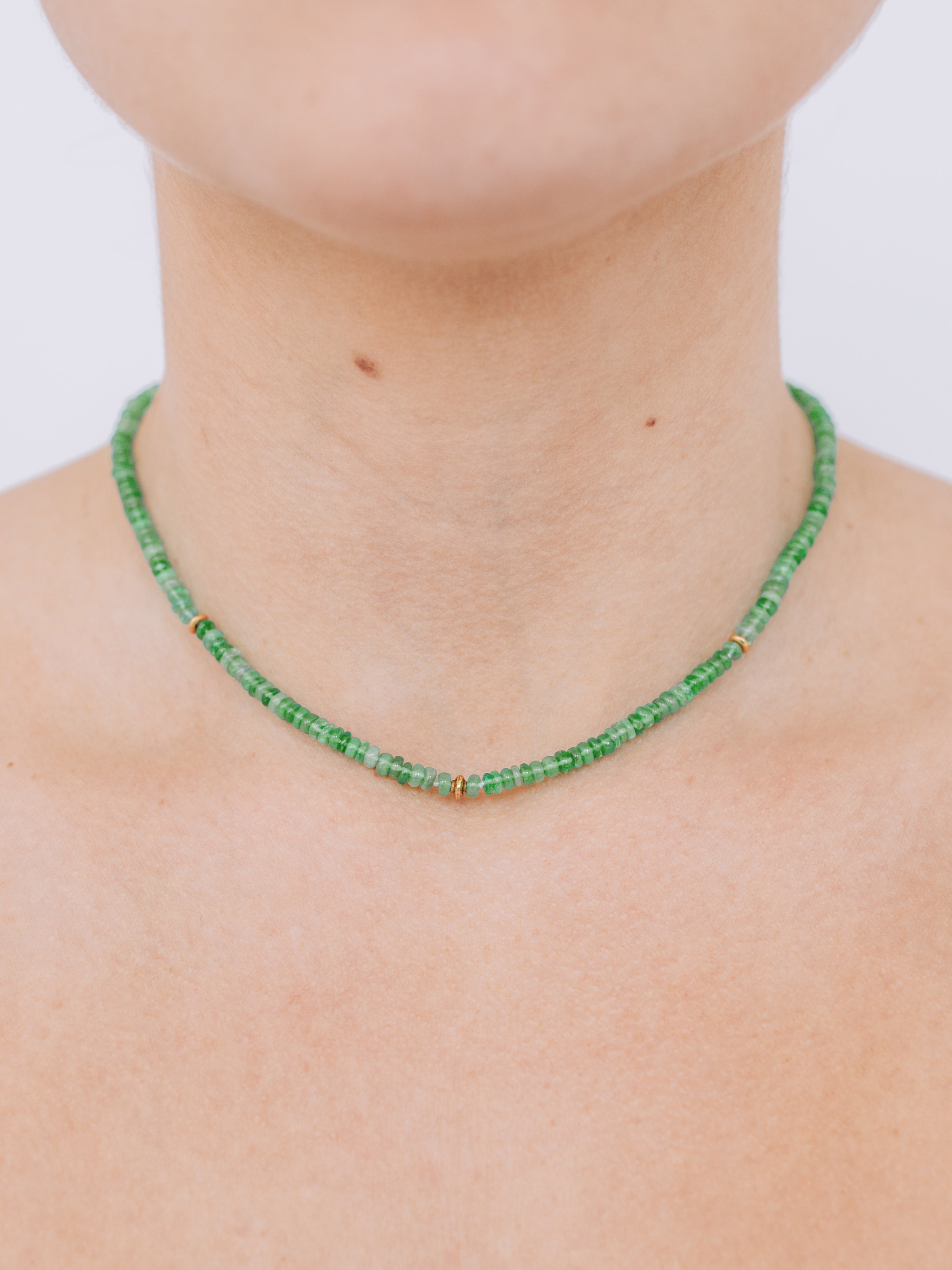 Bohème Smooth Green Opal Rondelle Necklace