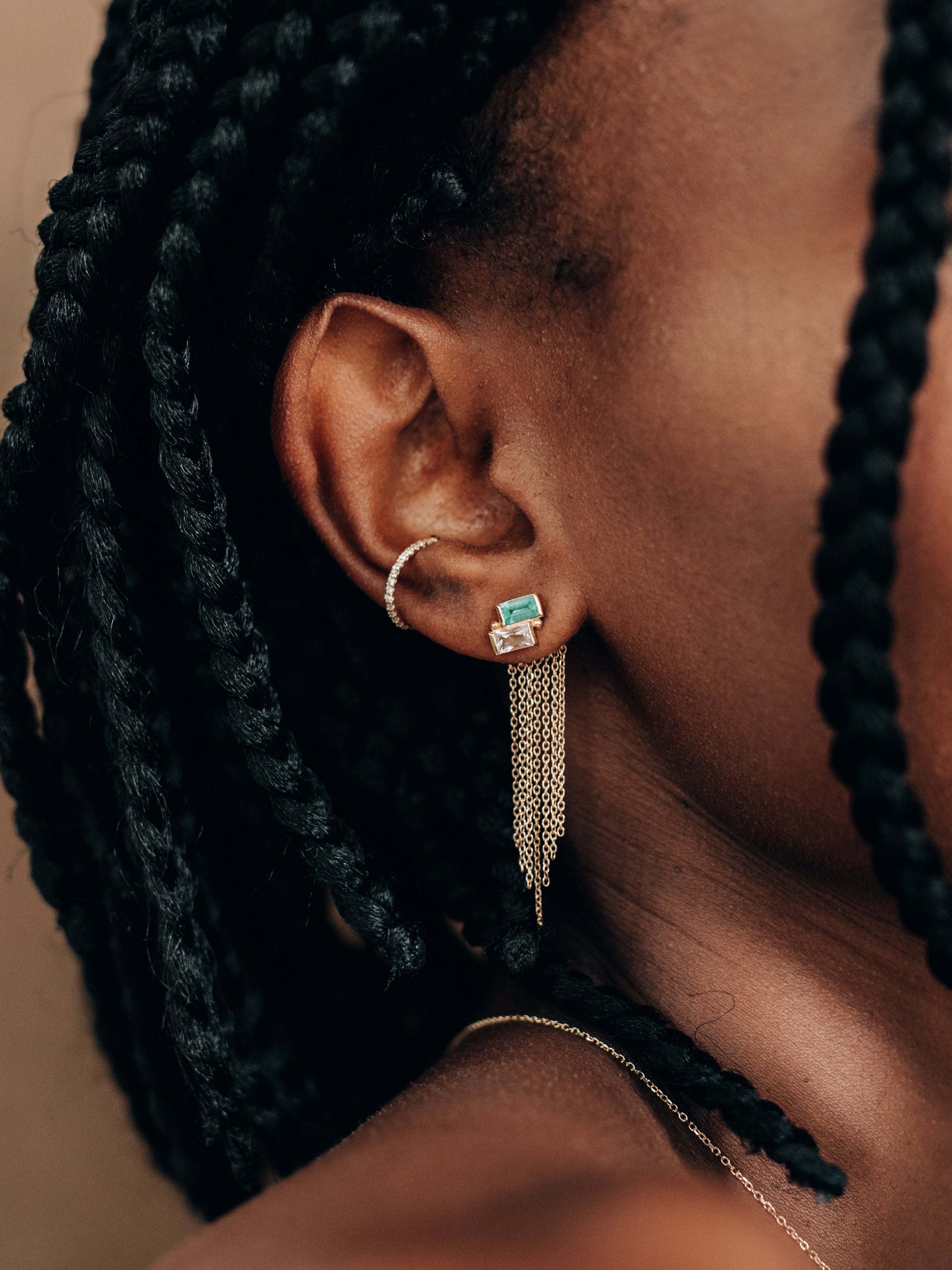 Cléo Long Fringe Earring Backing