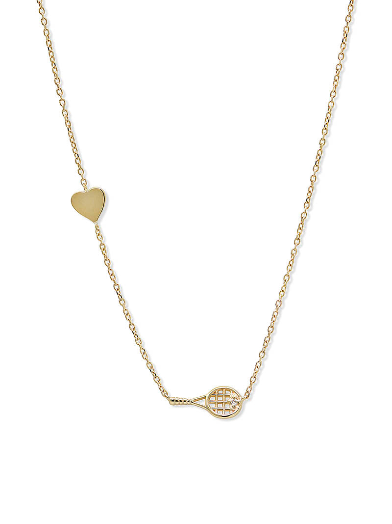 Love Letter Kelly Tennis Racket and Heart Necklace