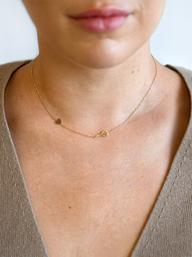 Love Letter Kelly Tennis Racket and Heart Necklace