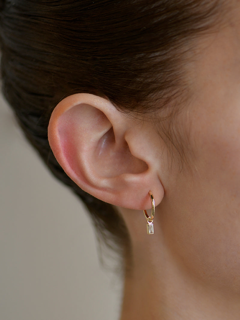 Mel Soldera Baguette Hoop Charm Earrings