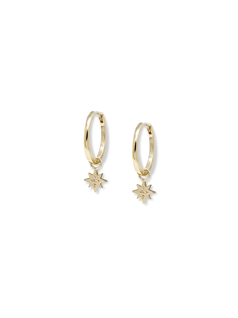 Mel Soldera Icon Star Hoop Charm Earrings