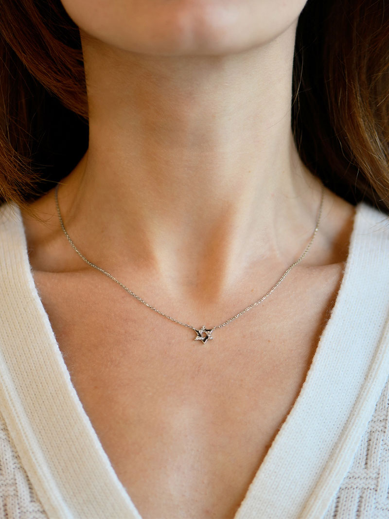 Love Letter Pavé Open Star of David Necklace