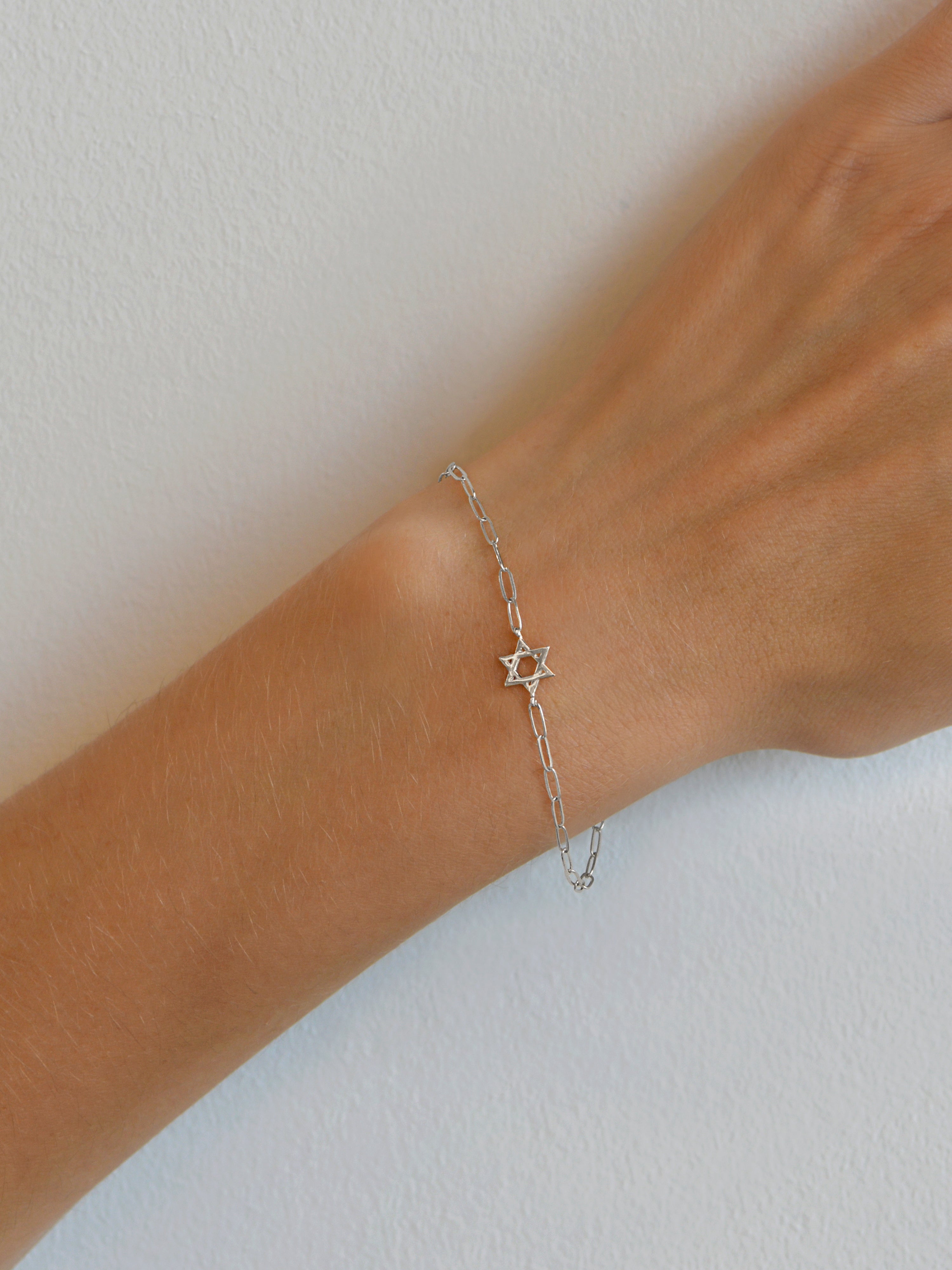 Love Letter Star of David Mini Paperclip Bracelet