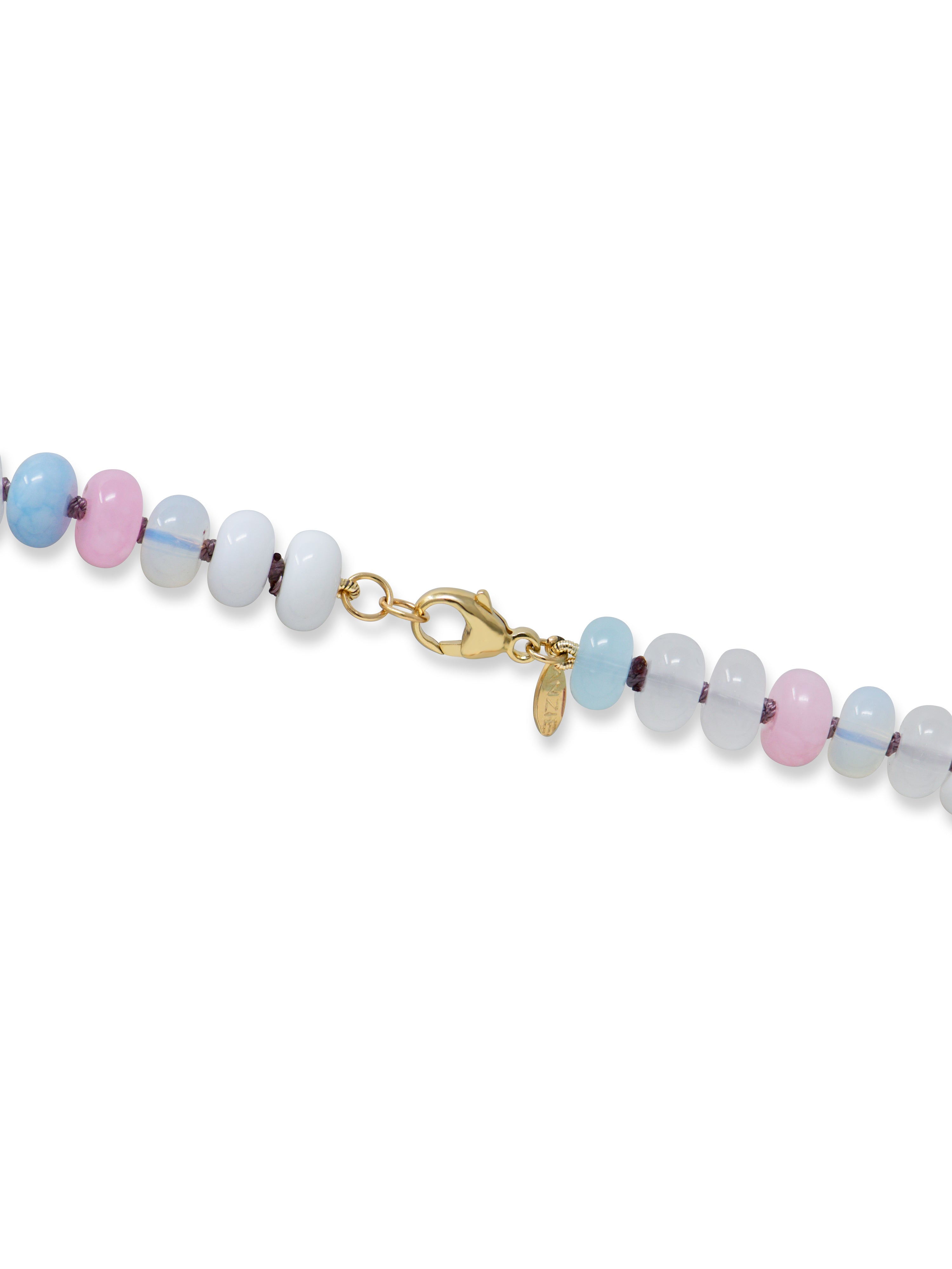 Bohème Rainbow Jade Necklace with Hexagon Story Catcher