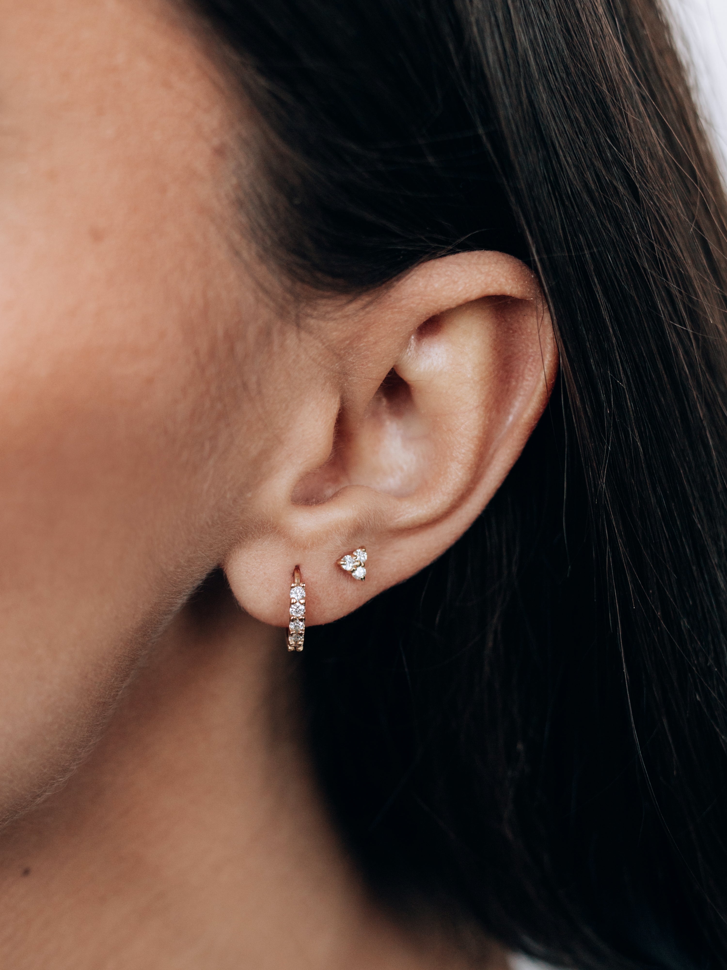 Cléo Trio Triangle Cluster Single Stud - Diamond