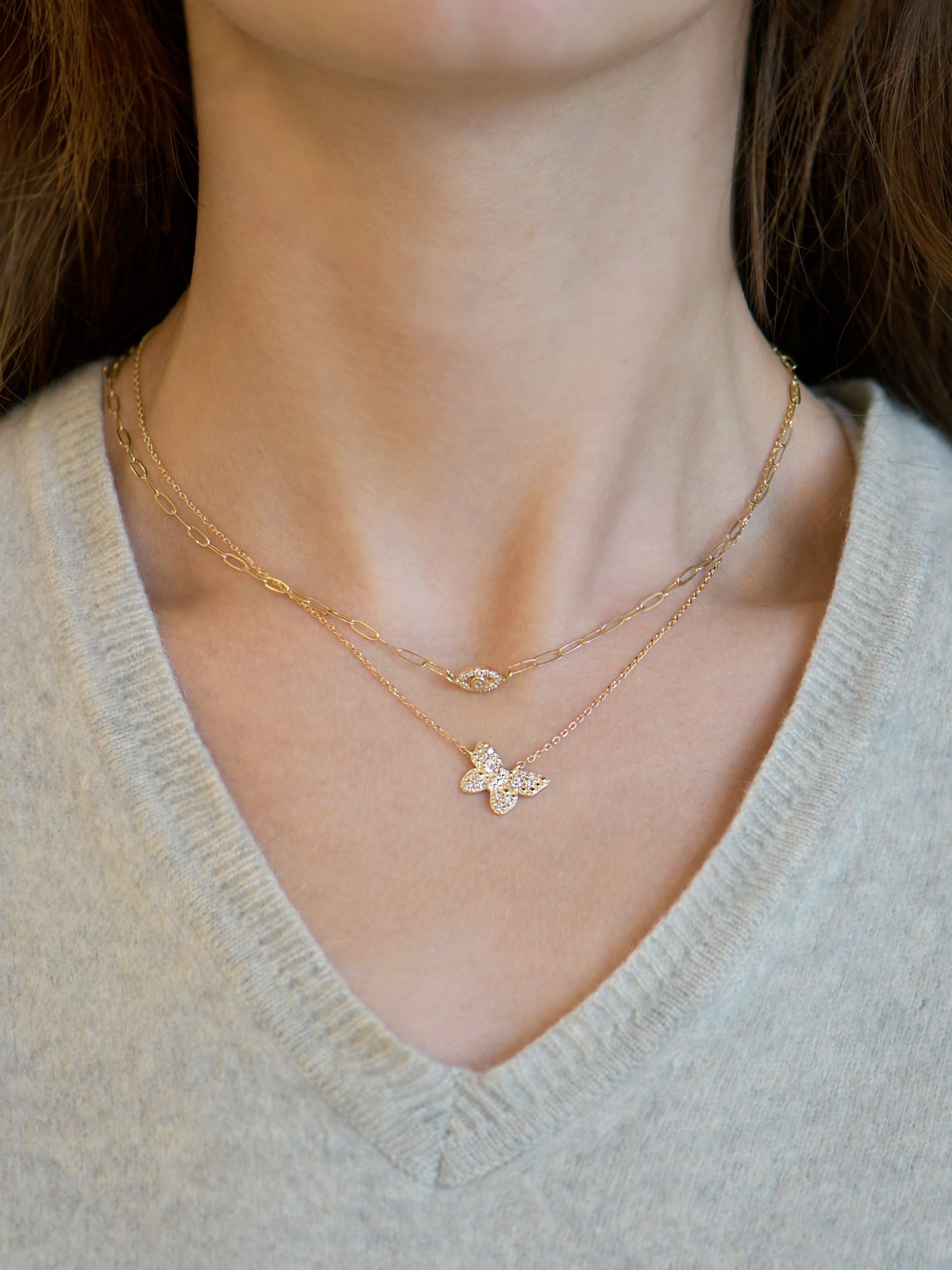 Collier Dew Drop Papillon Pavé