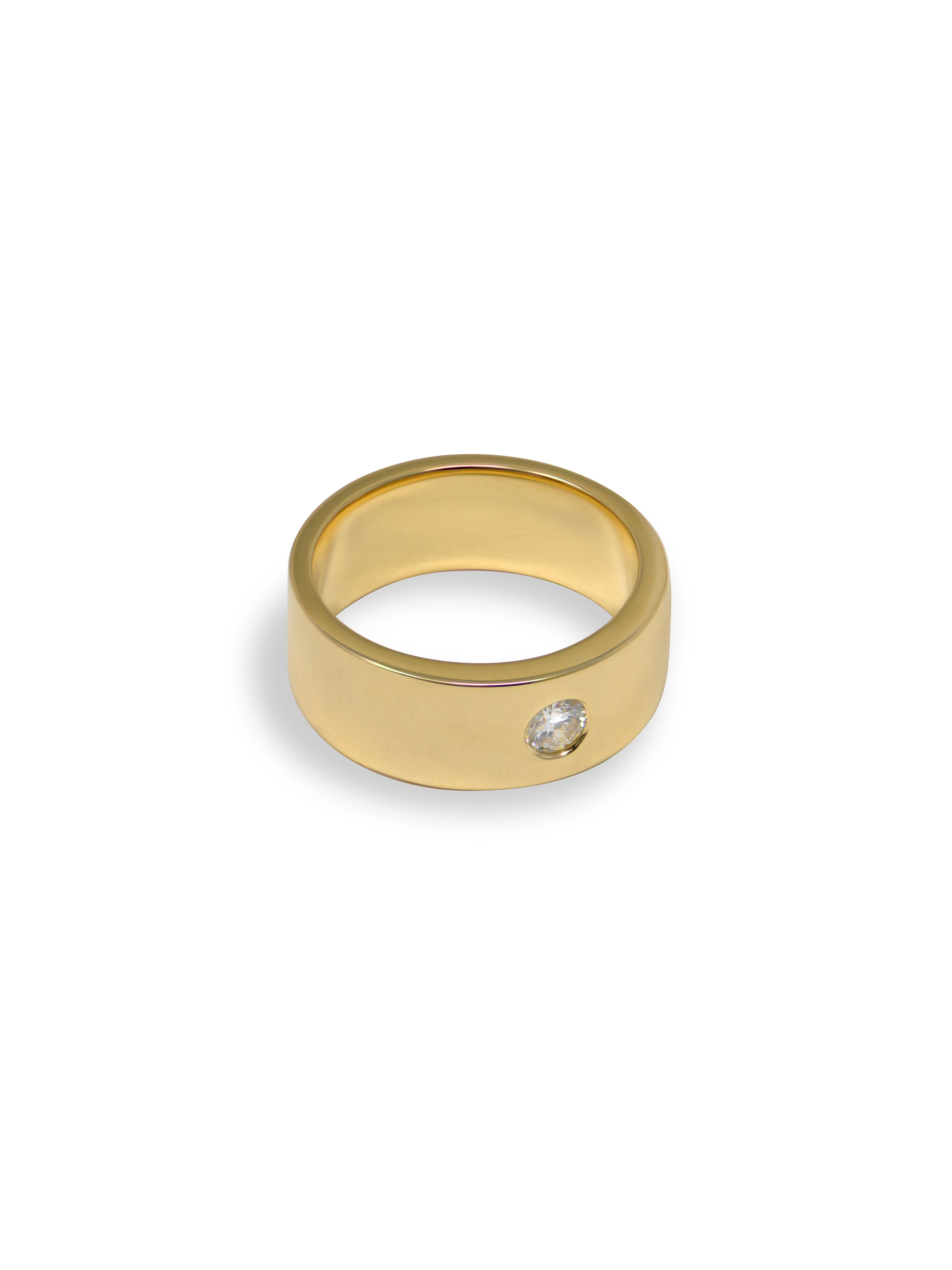 Alliance pour hommes avec diamant au fini polie