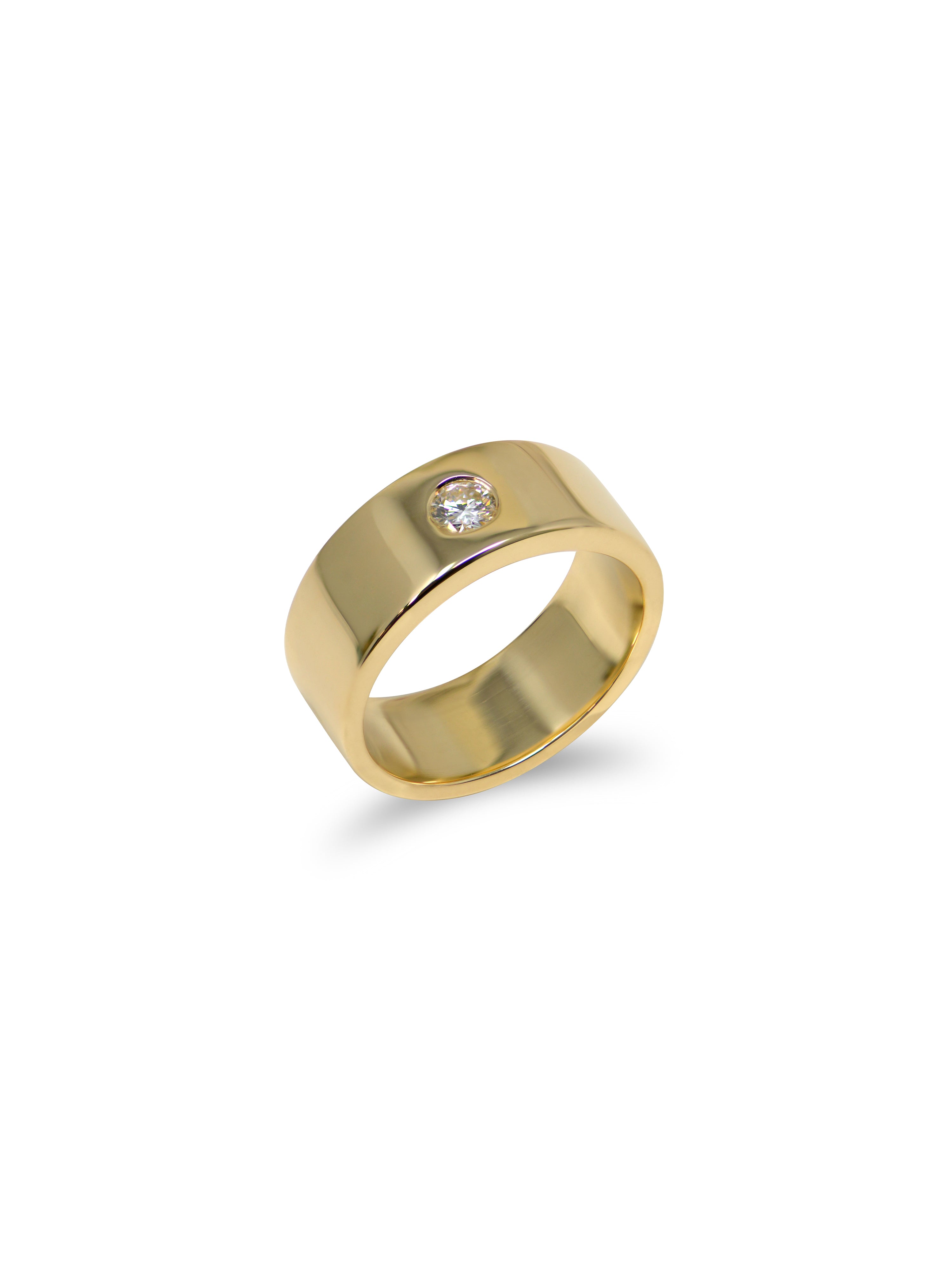 Alliance pour hommes avec diamant au fini polie