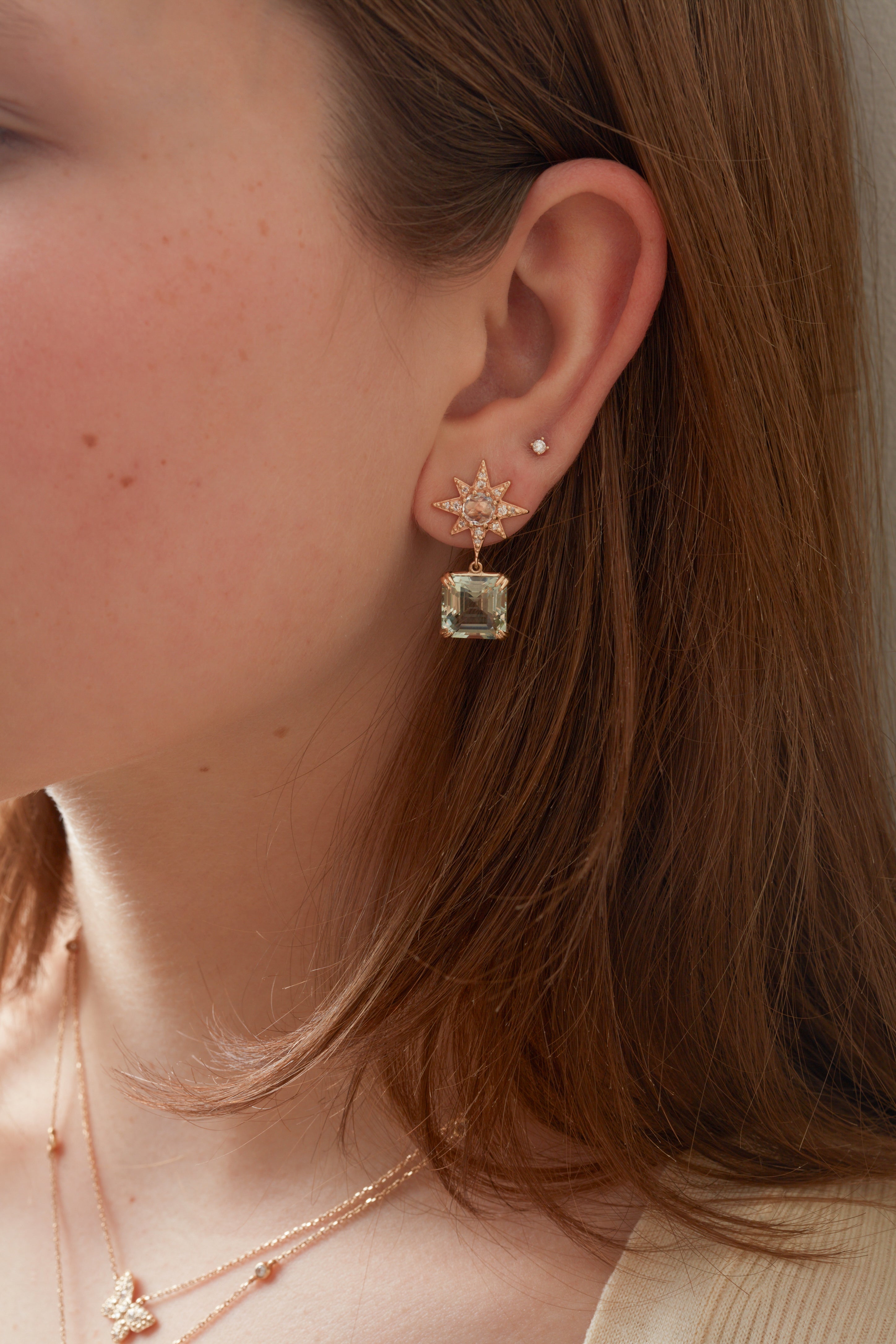 Aztec Starburst Asscher Cut Drop Earrings