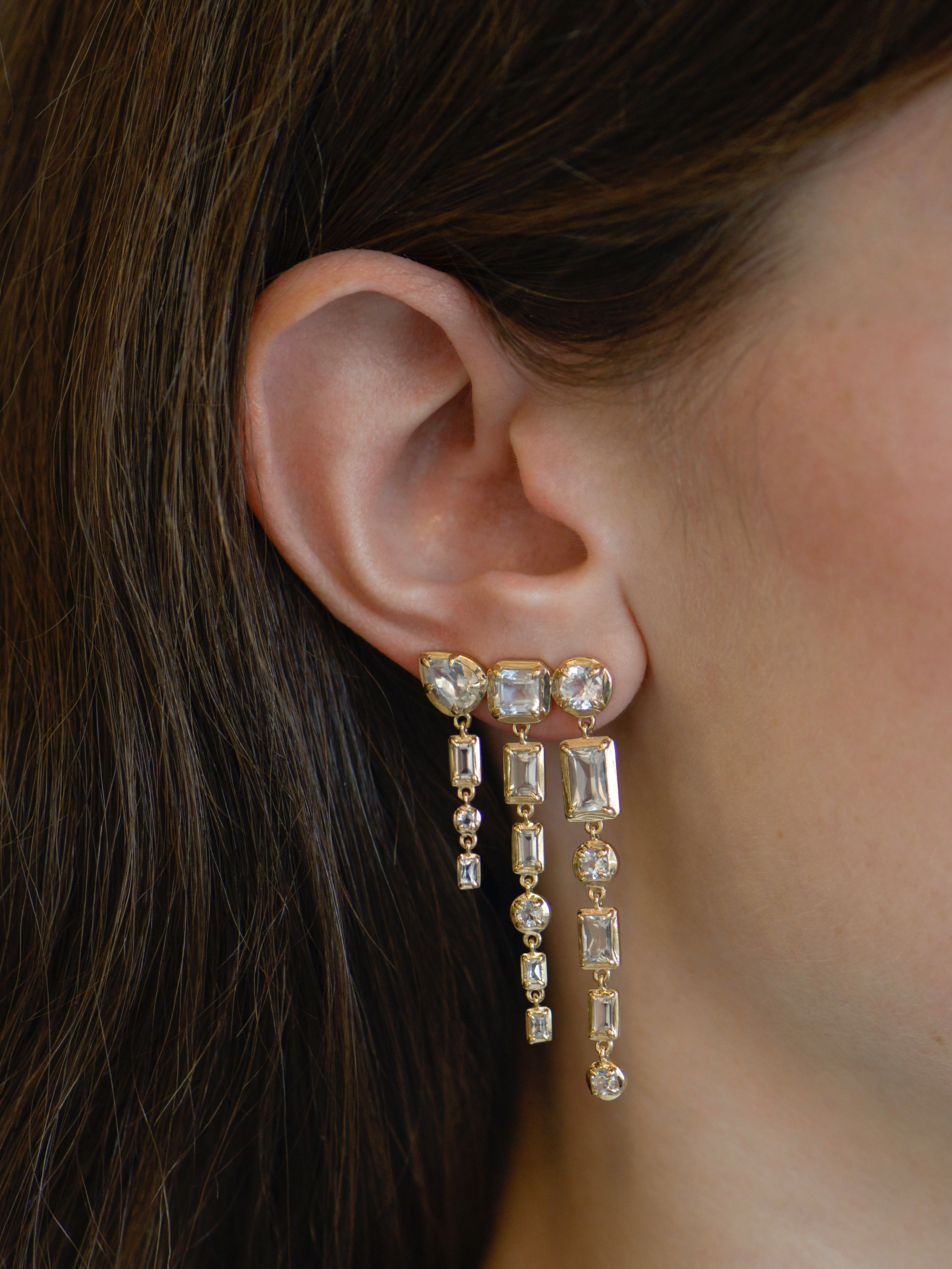 Melia Triple Row Baguette Earring