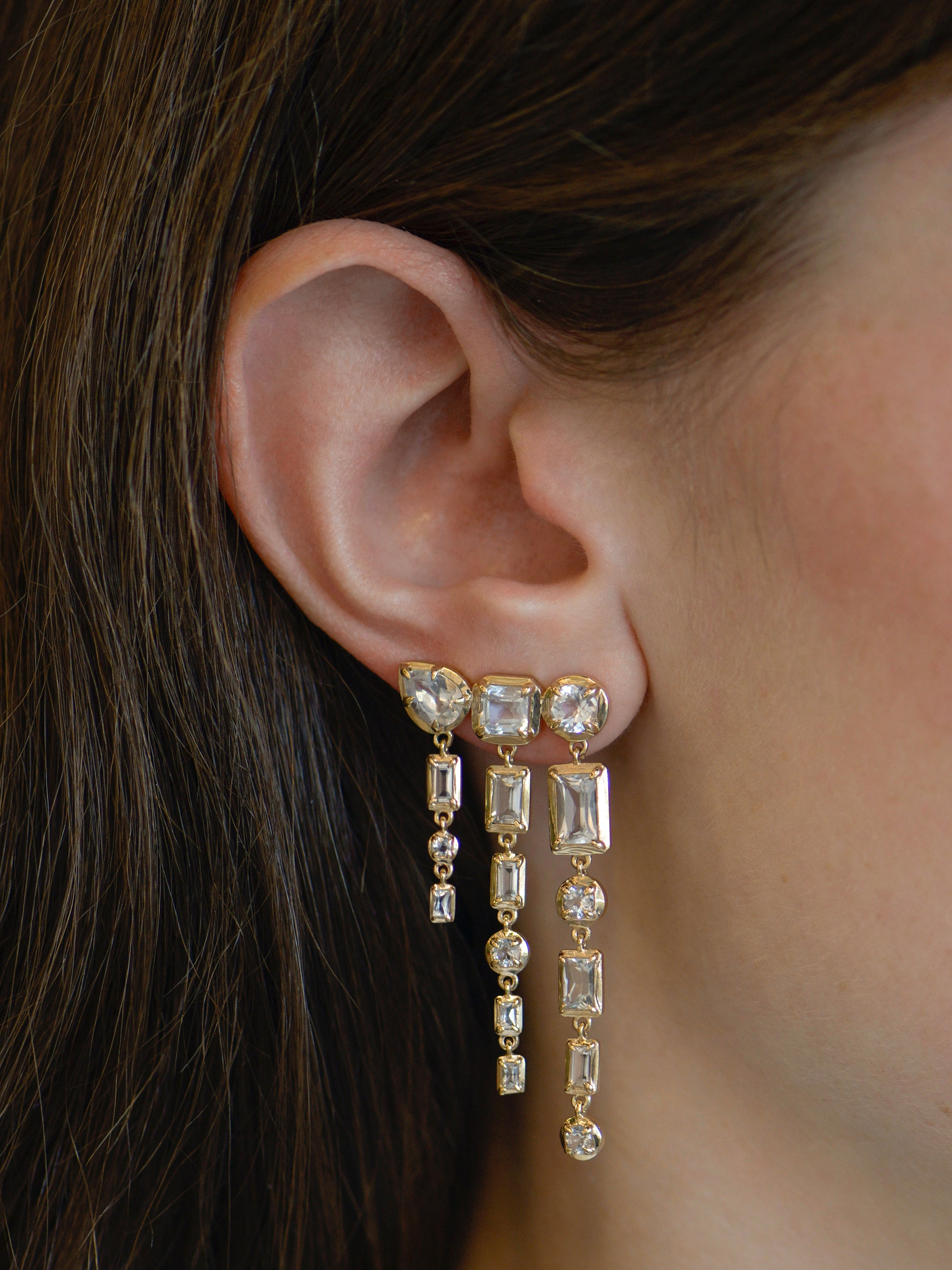 Melia Triple Row Baguette Earring