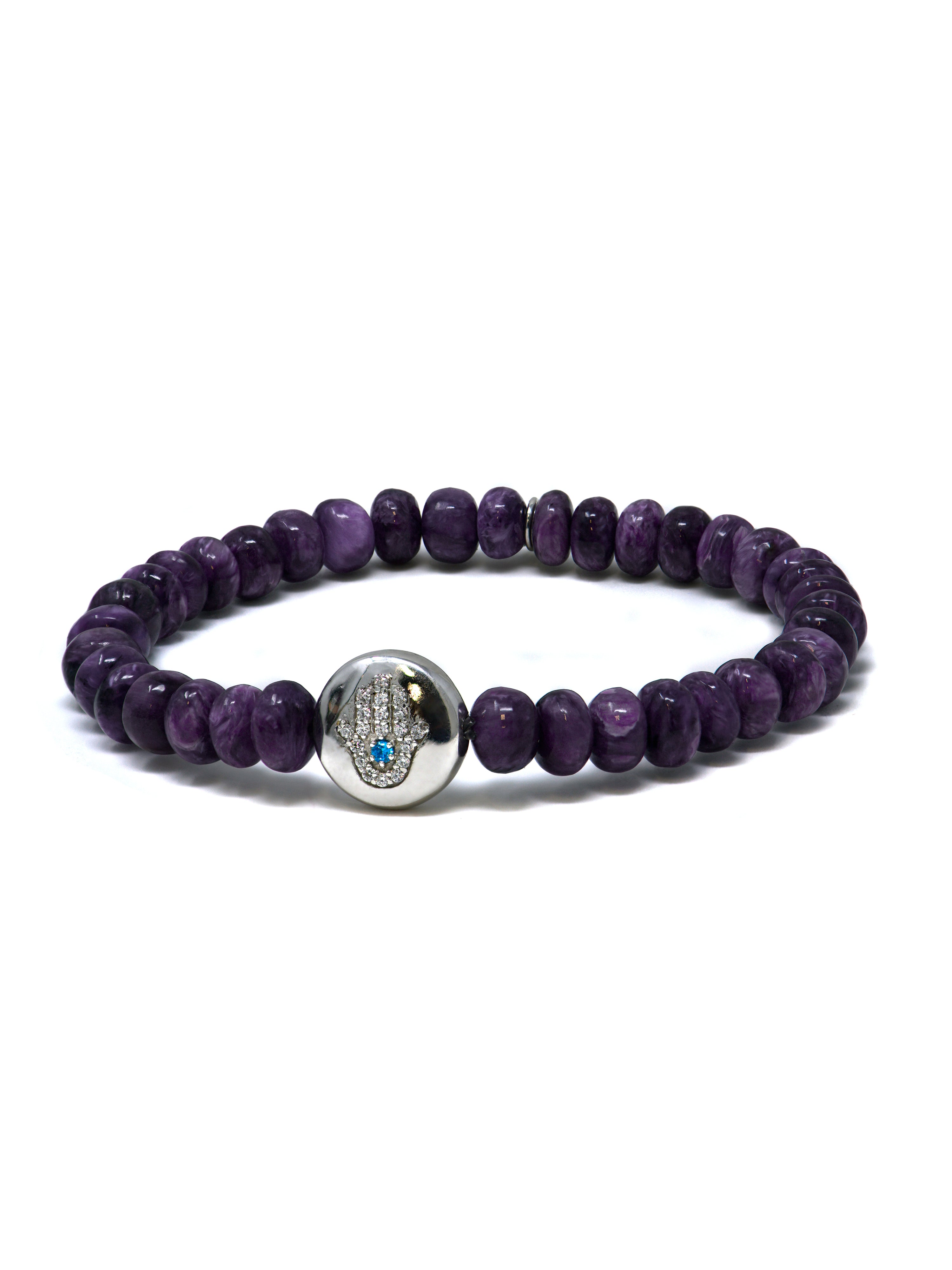 Bracelet Hamsa Opale Mauve Bohème