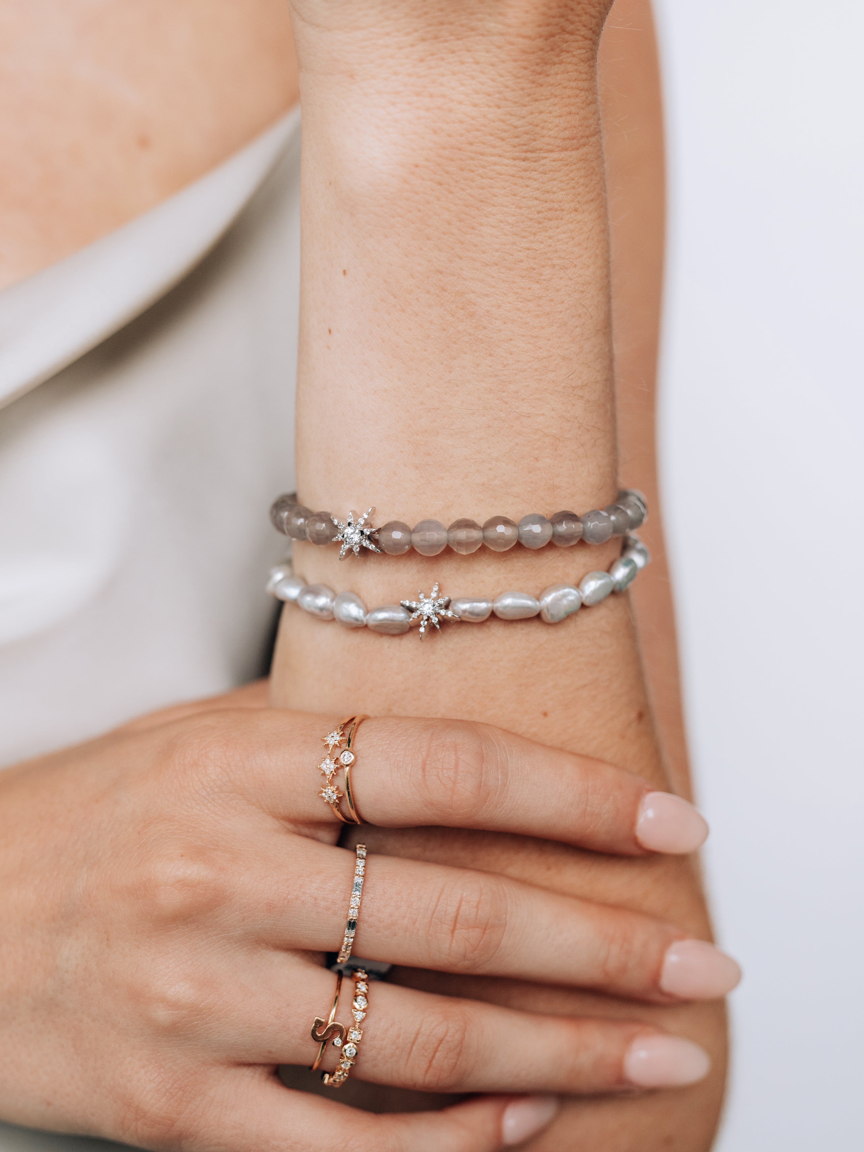 Bohème Baroque White Keshi Pearl Bracelet