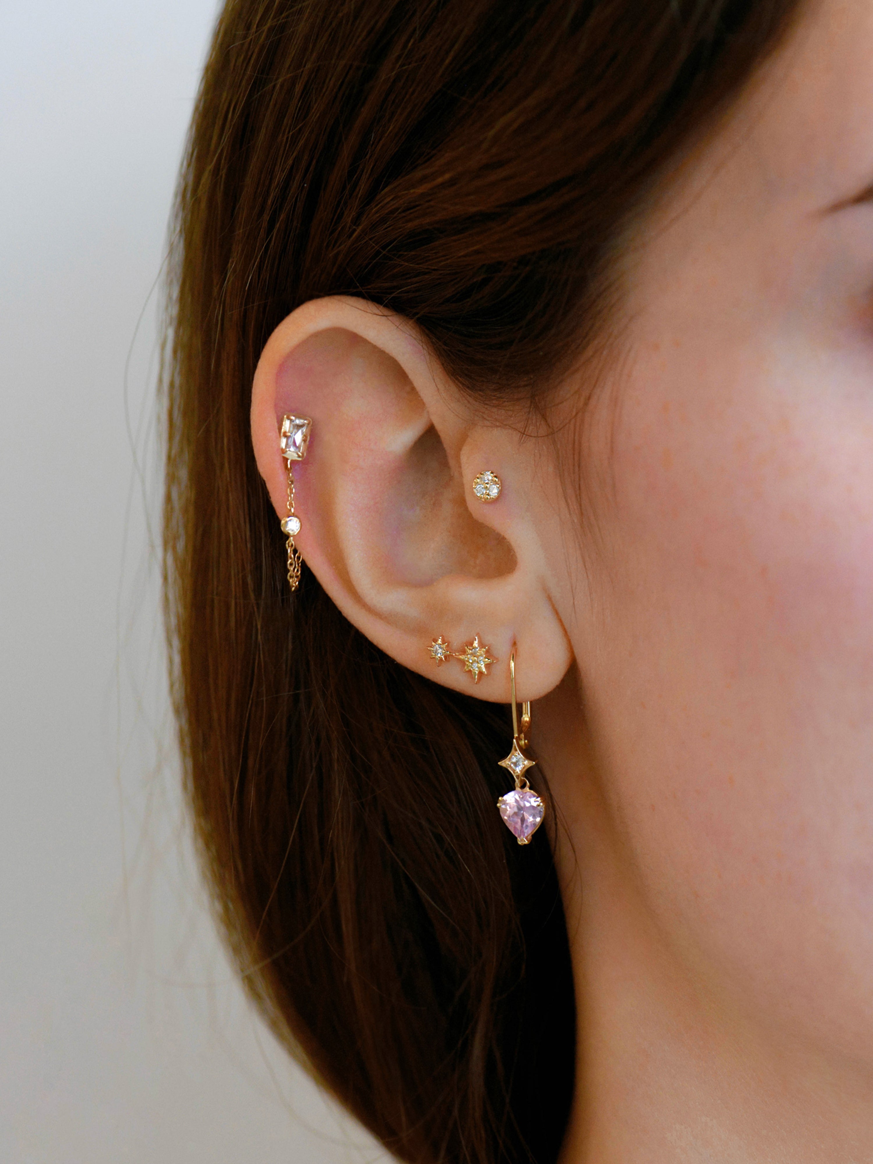 Cléo Round Pavé Mini Single Stud