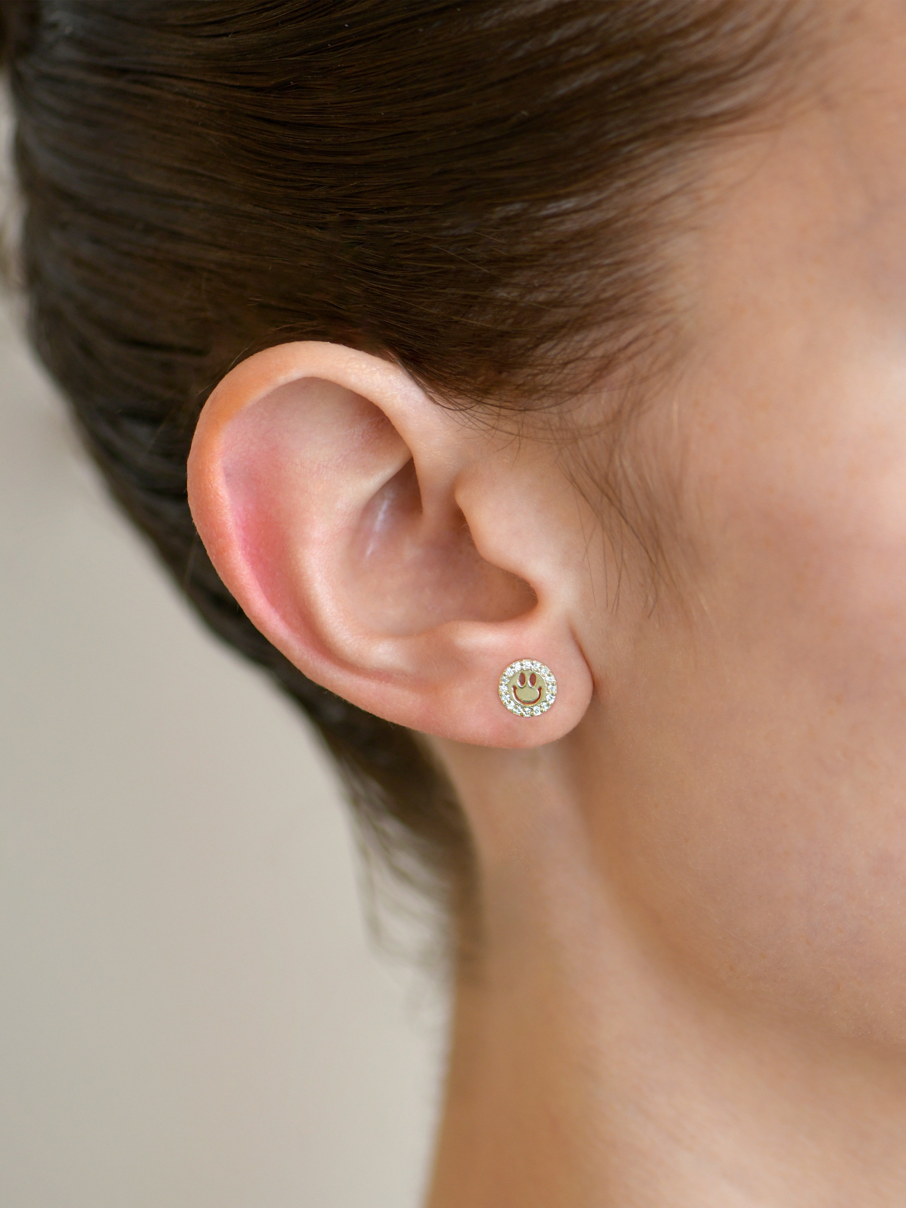 Jac+Jo Icon Diamond Pavé Happy Face Single Stud